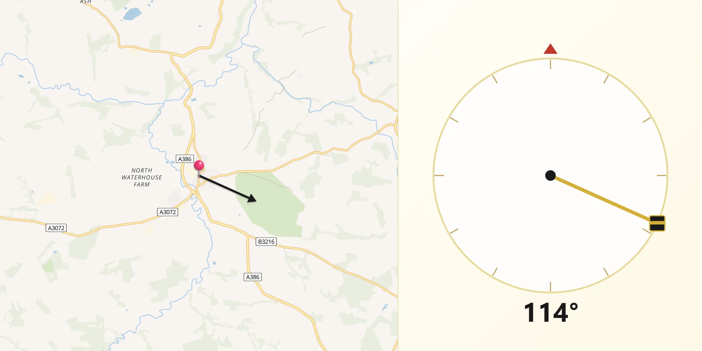 Qibla Direction from Hatherleigh