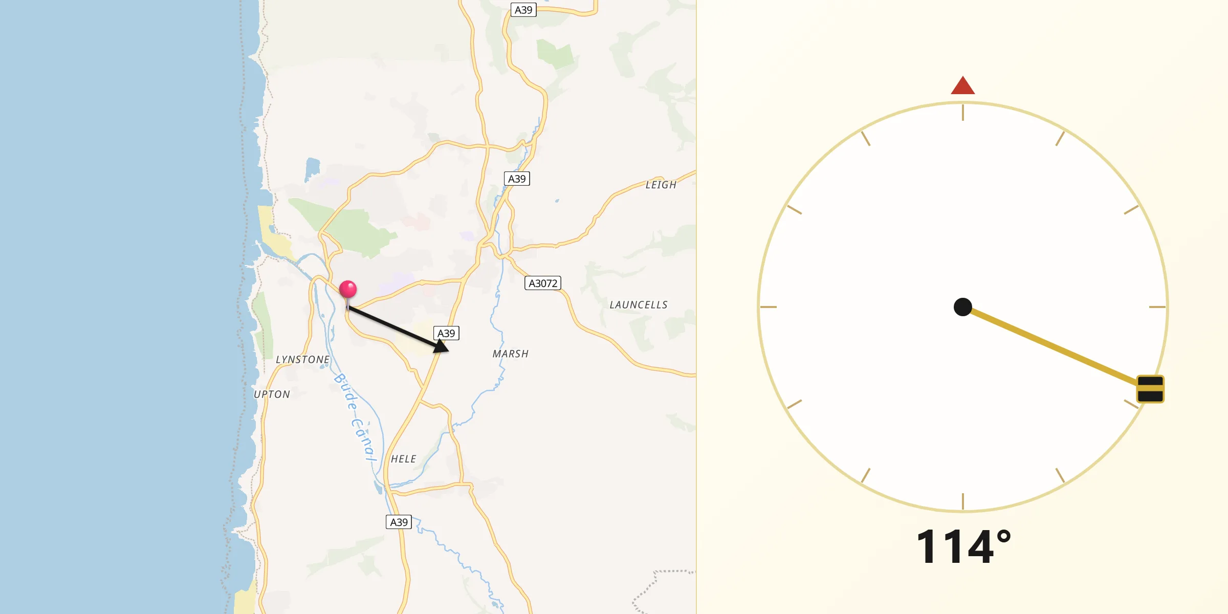 Qibla Direction from Bude