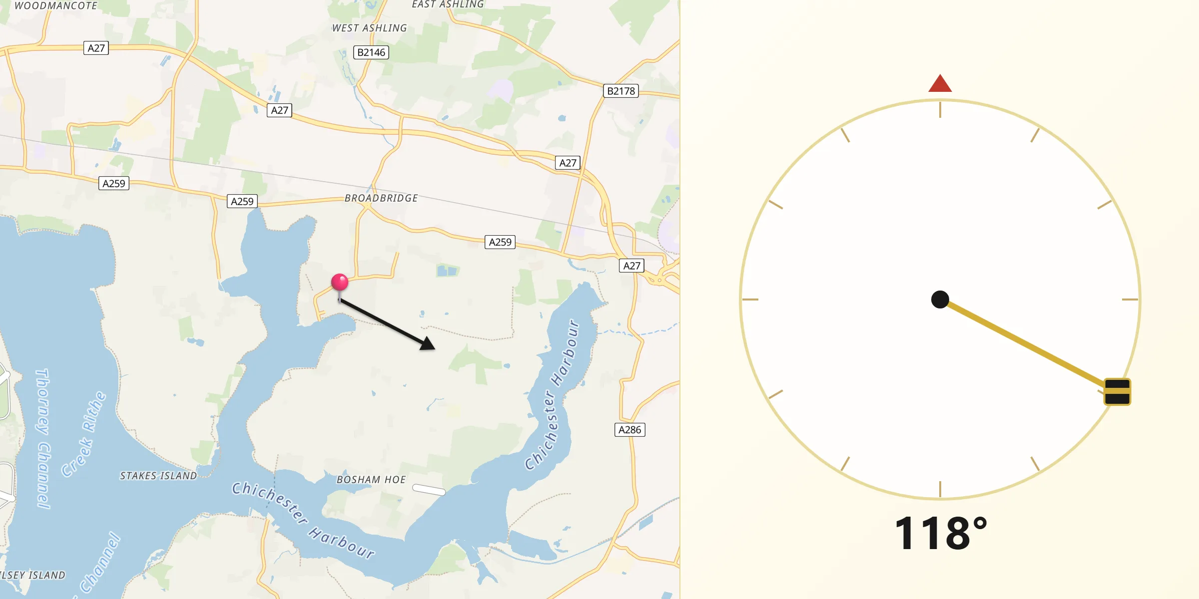 Qibla Direction from Bosham