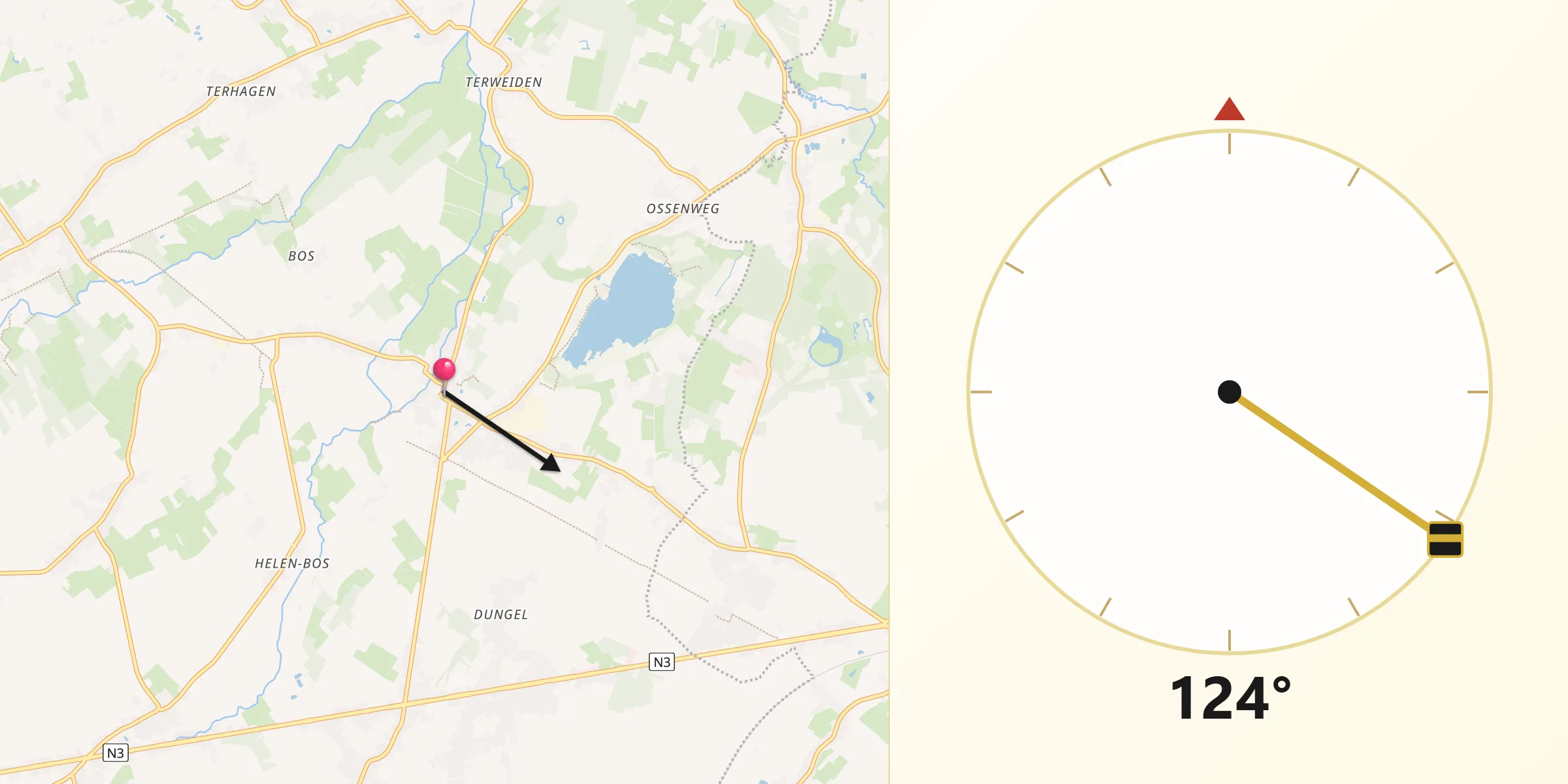 Qibla Richting vanaf Zoutleeuw
