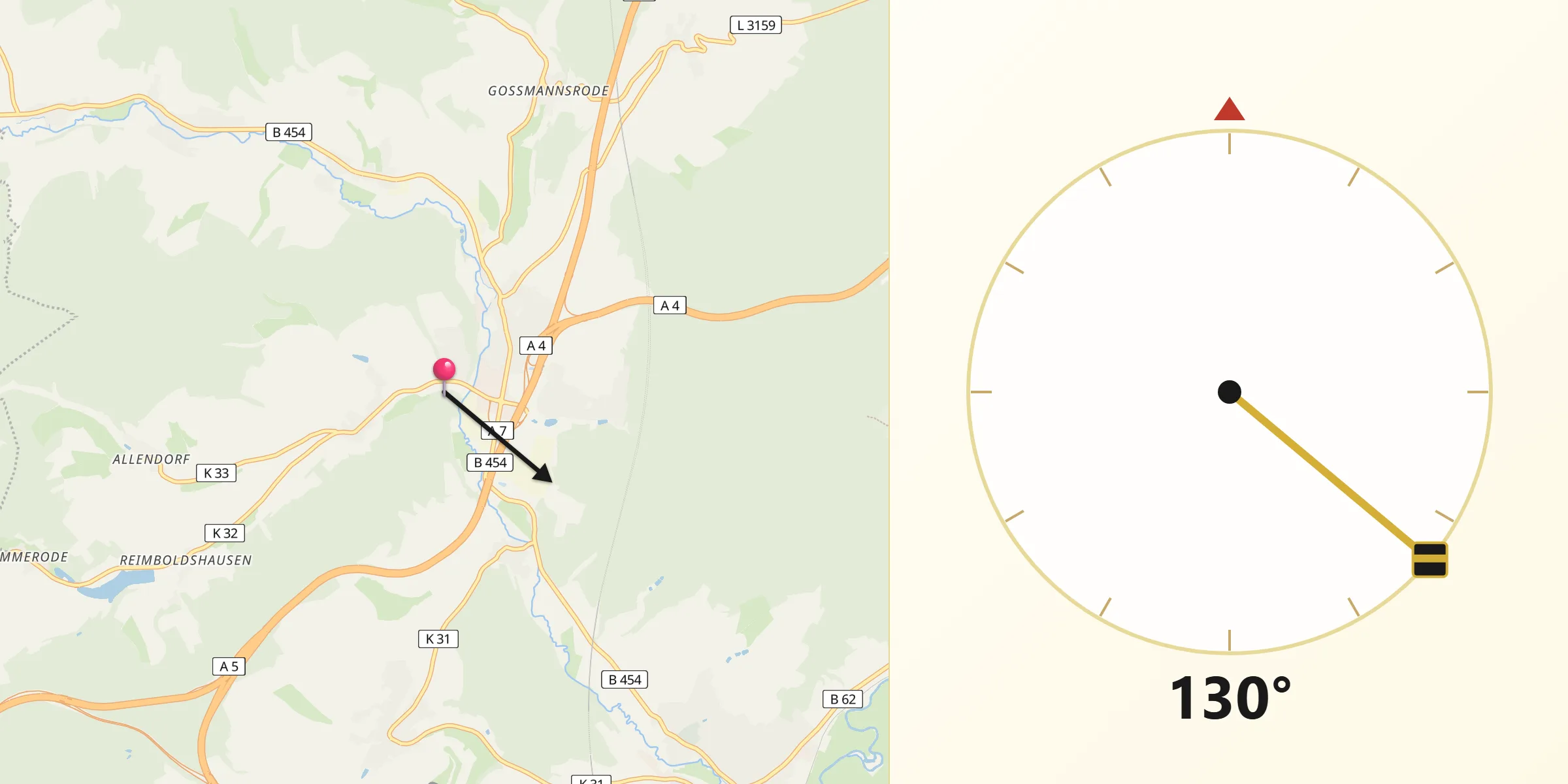 Qibla-Richtung von Kirchheim