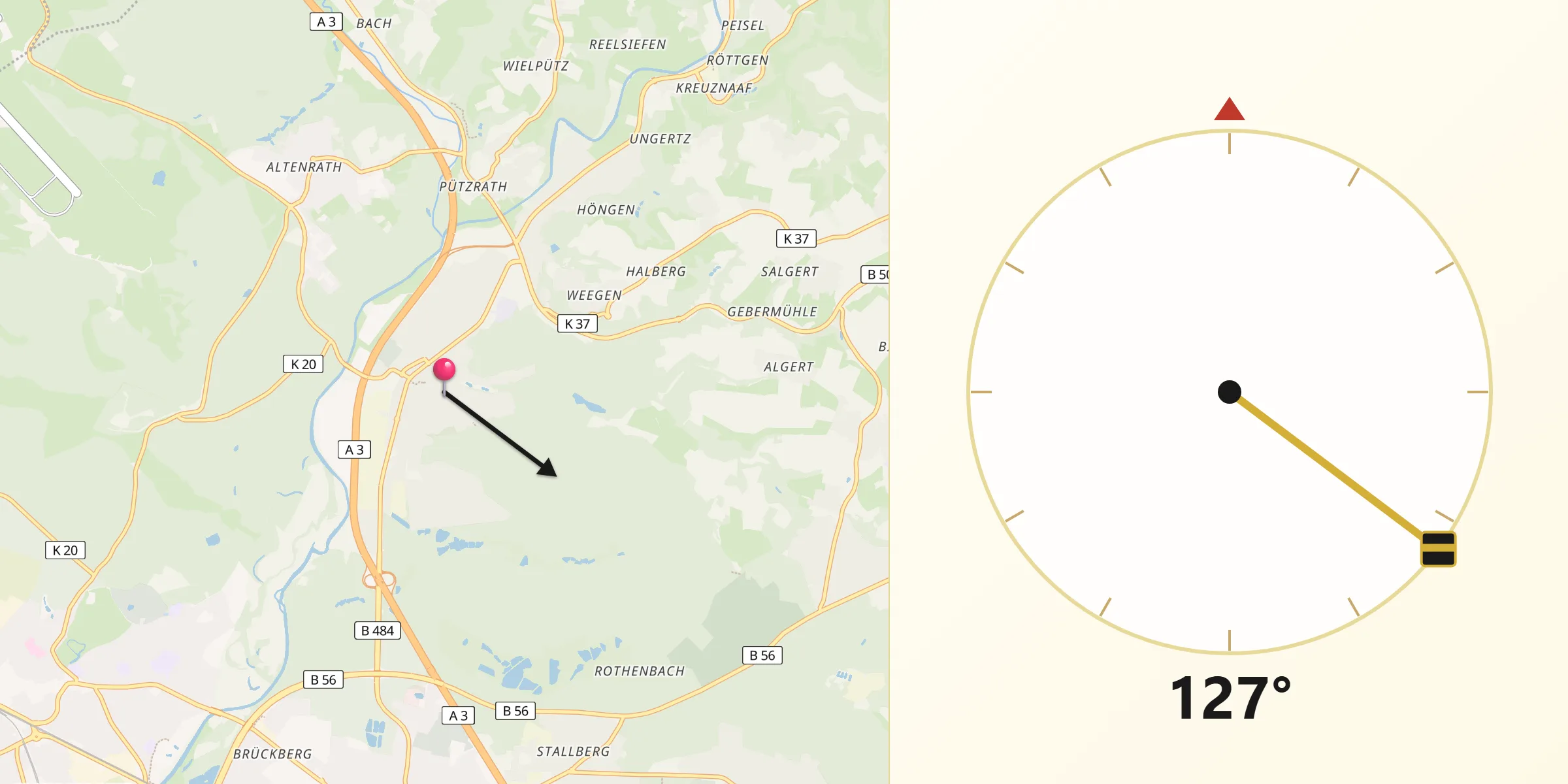 Qibla-Richtung von Lohmar