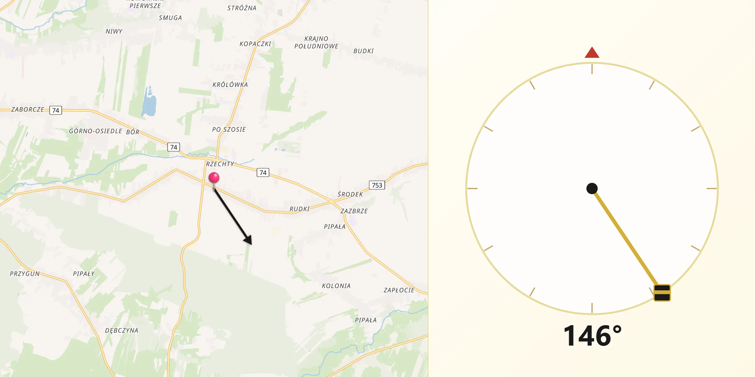 Kierunek Qibla z Górno
