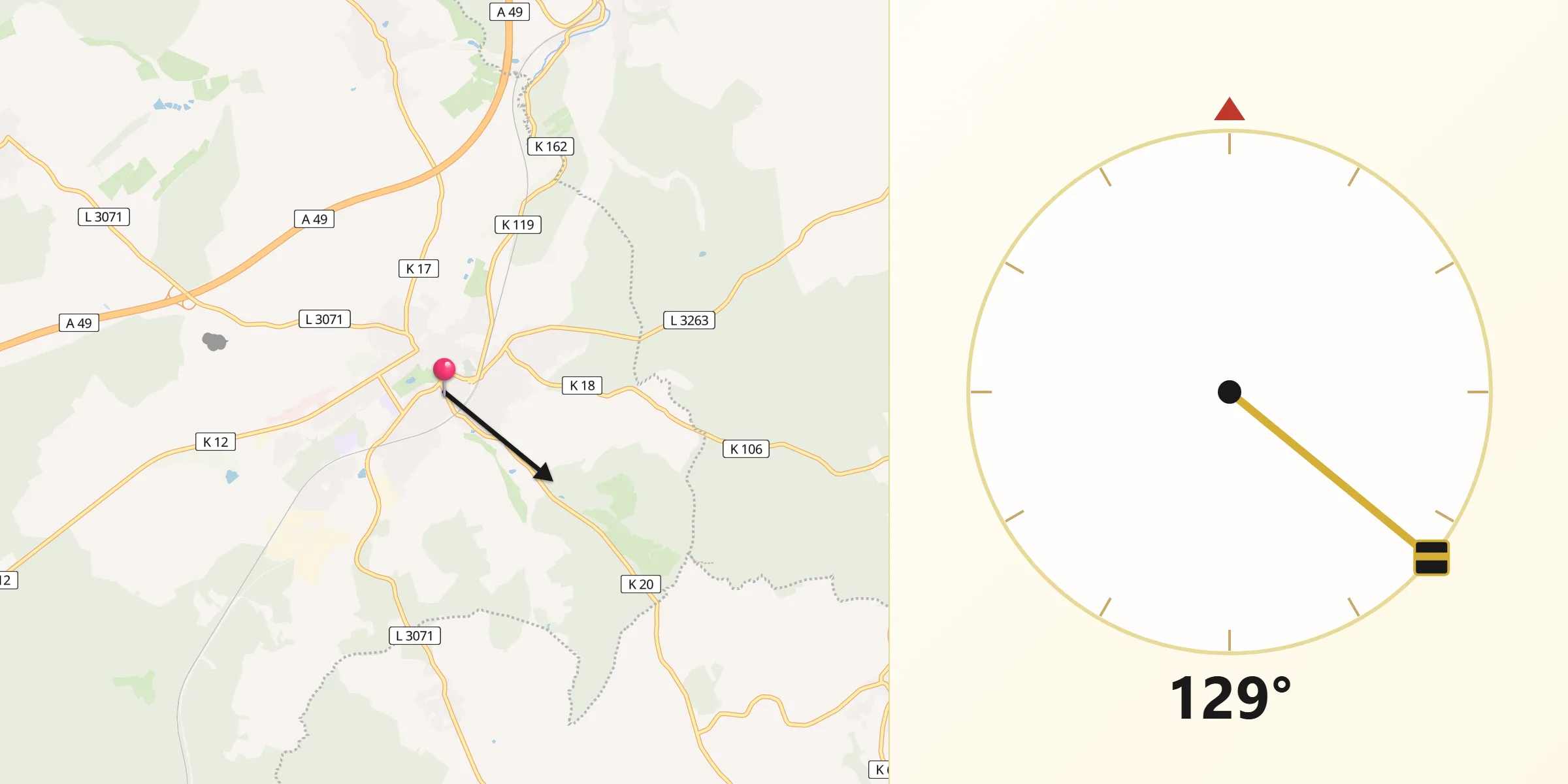 Qibla-Richtung von Neustadt (Hessen)
