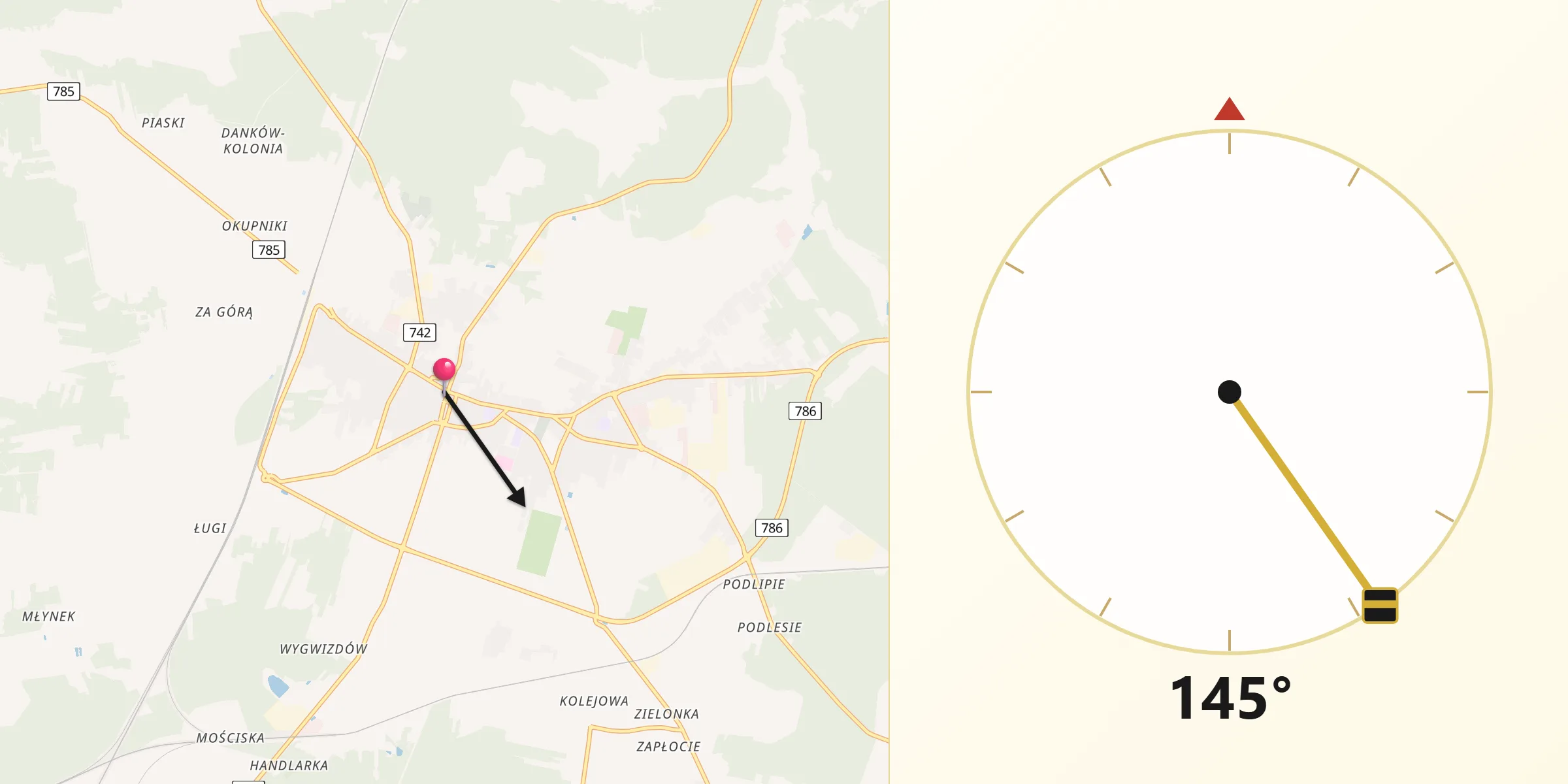 Kierunek Qibla z Włoszczowa