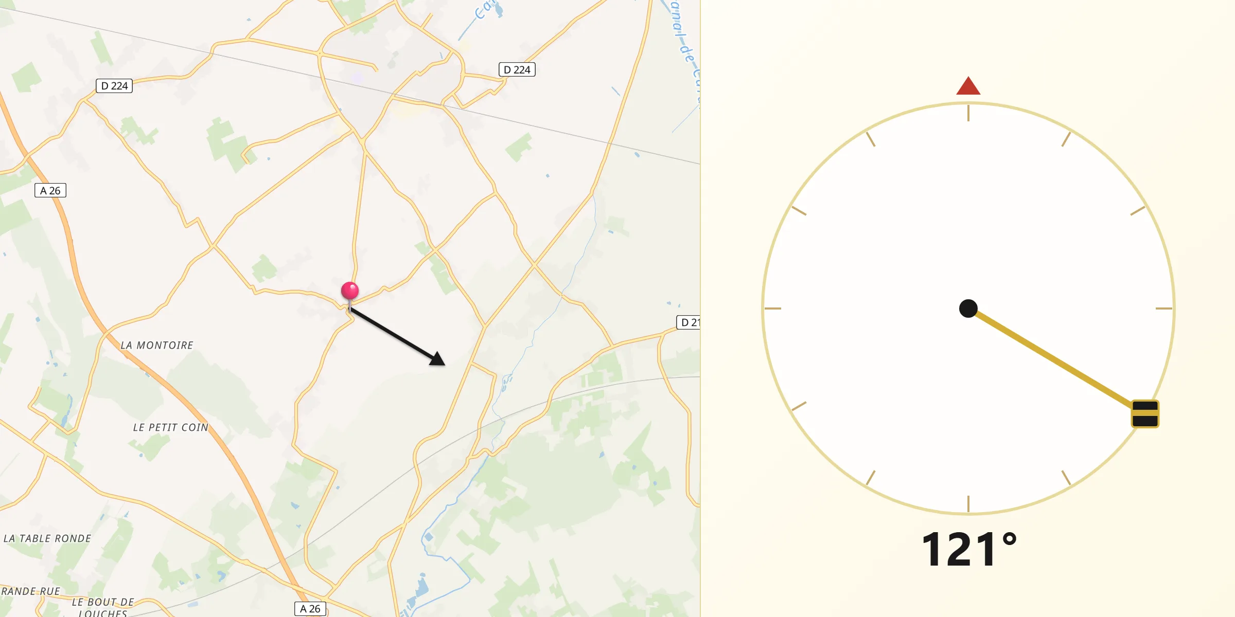 Direction vers la Qibla depuis Zutkerque