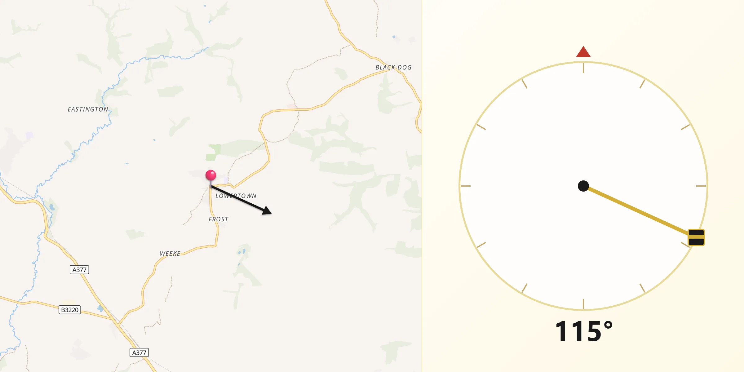 Qibla Direction from Morchard Bishop