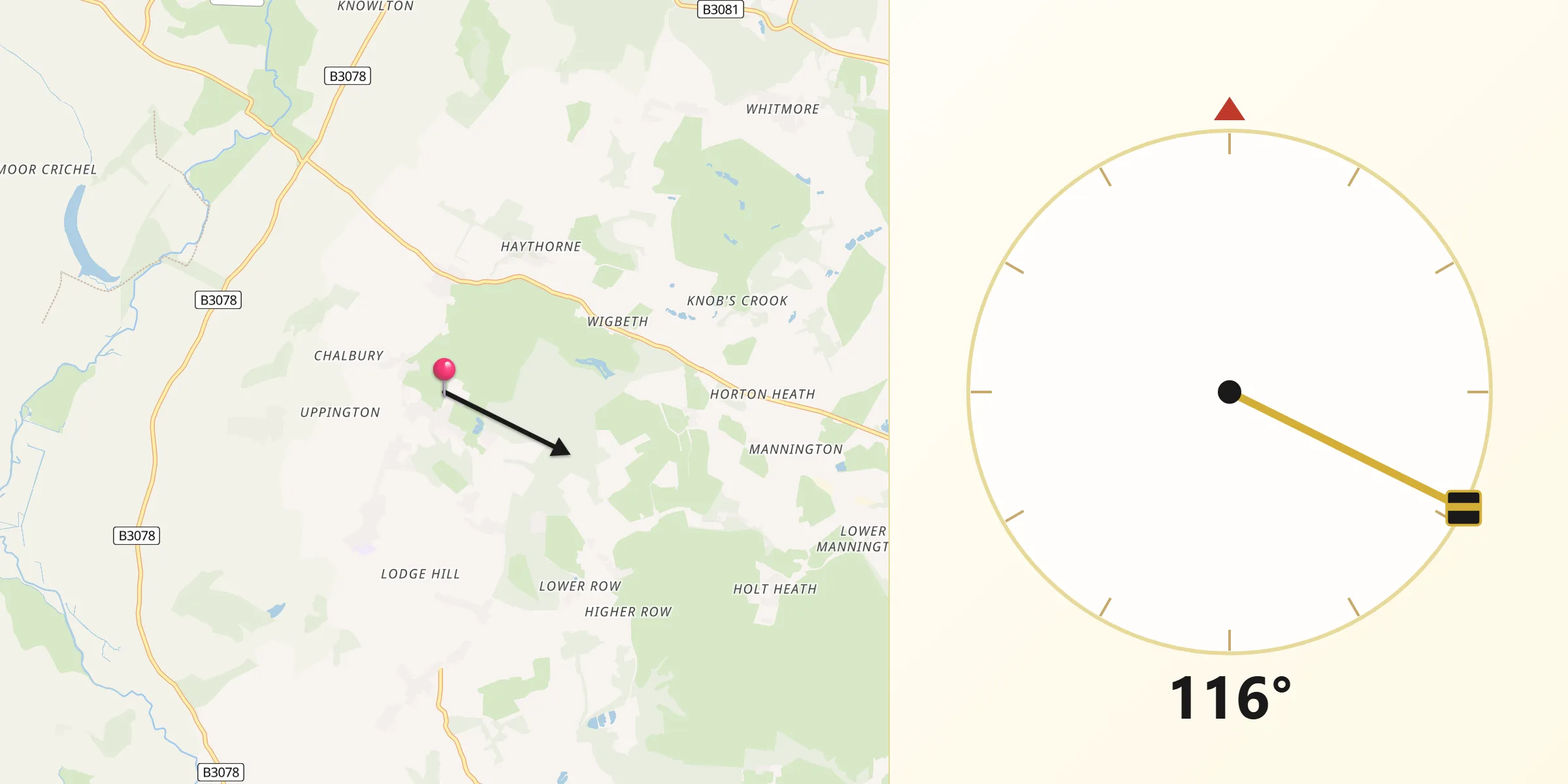 Qibla Direction from New Forest