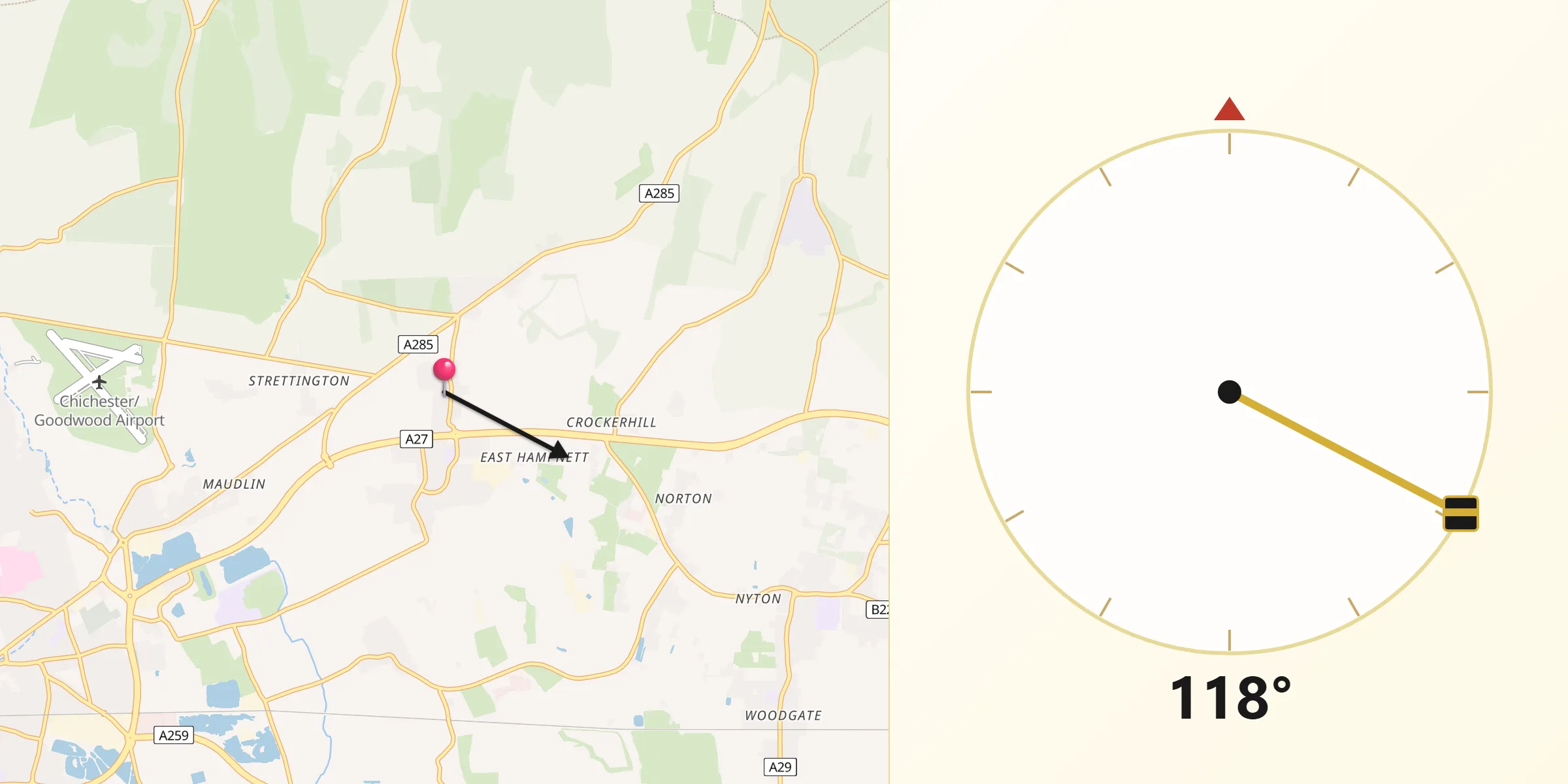 Qibla Direction from Boxgrove
