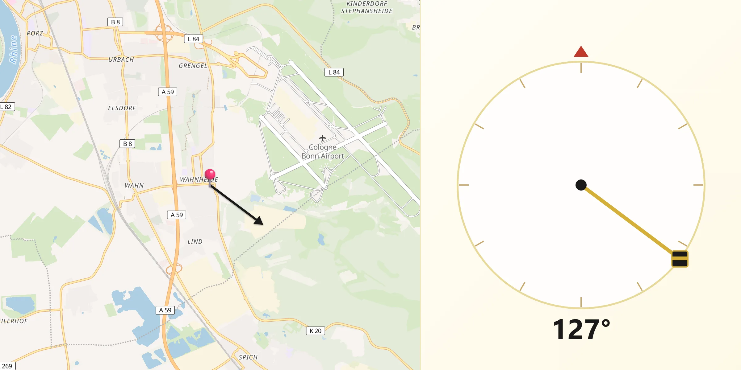 Qibla-Richtung von Wahn-Heide