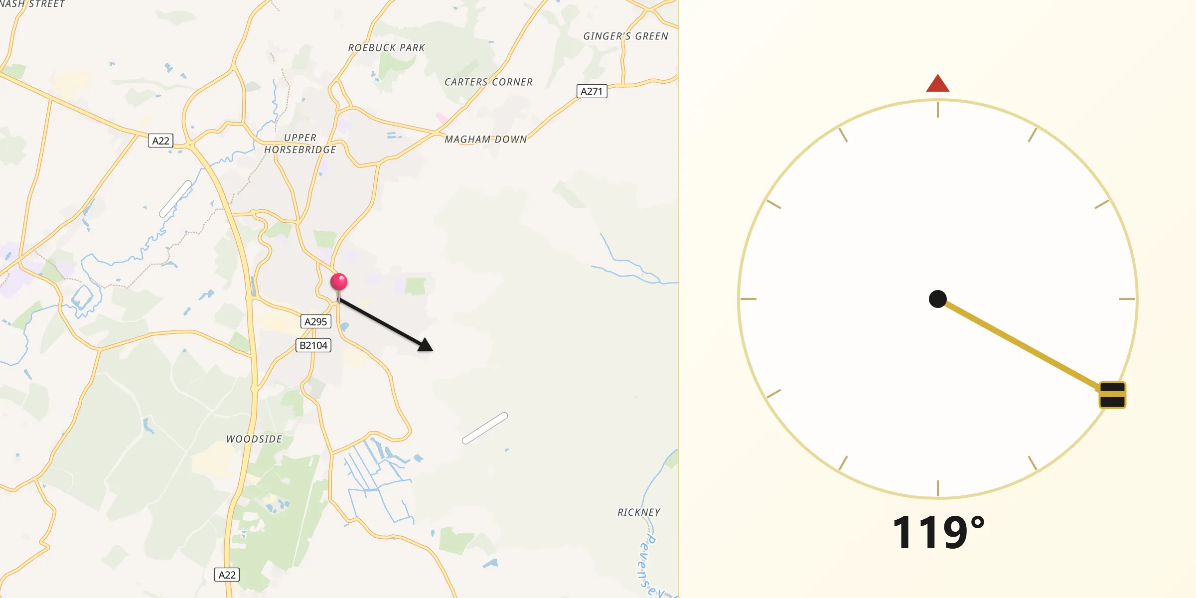 Qibla Direction from Hailsham
