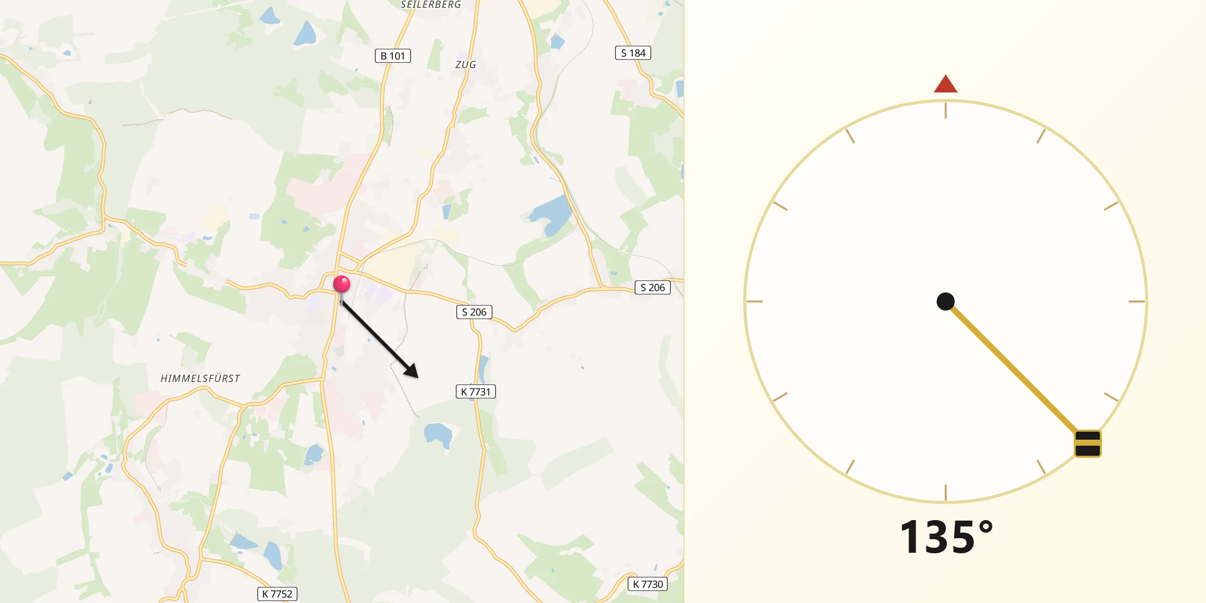 Qibla-Richtung von Brand-Erbisdorf