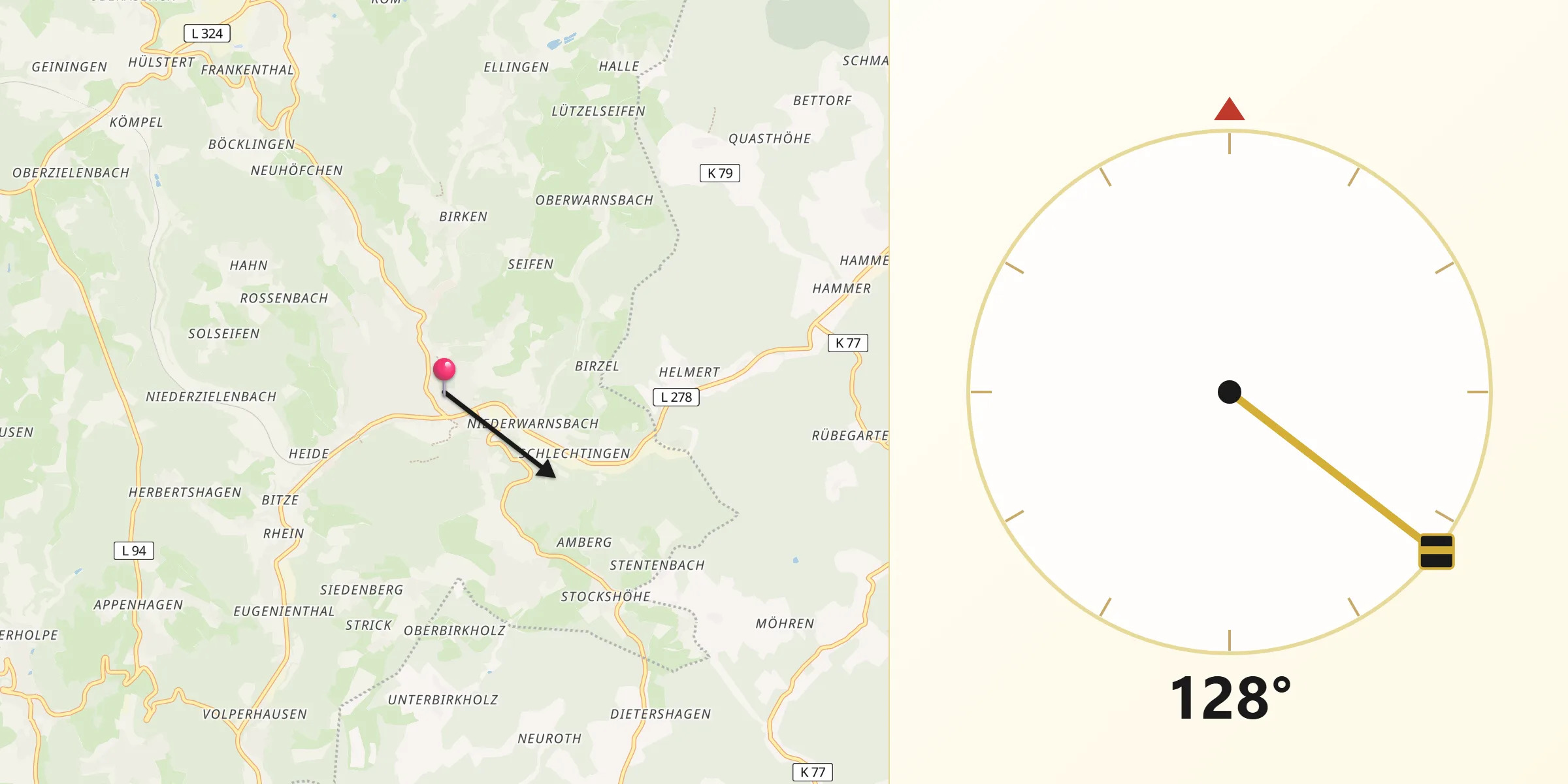 Qibla-Richtung von Morsbach
