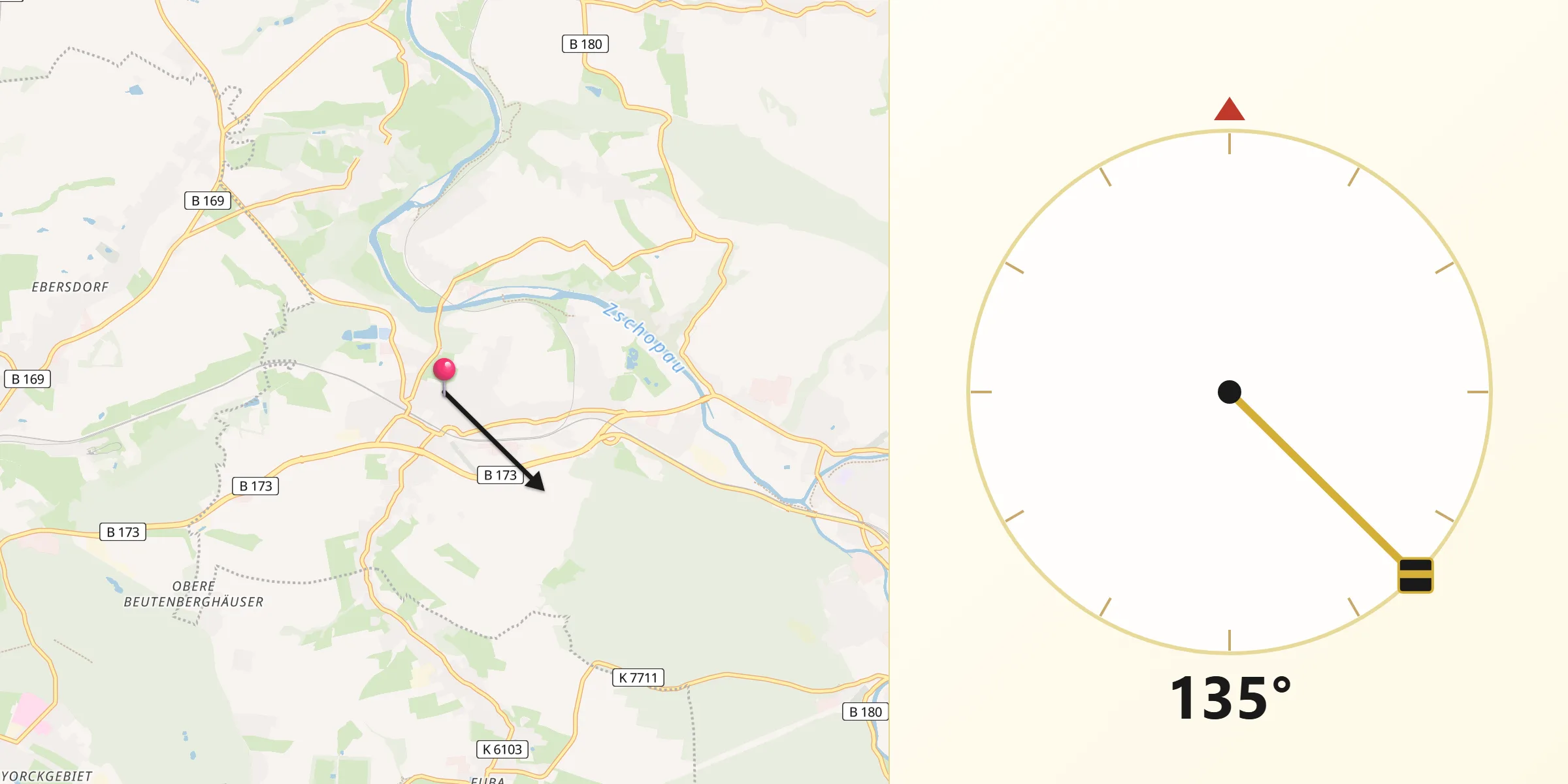 Qibla-Richtung von Niederwiesa