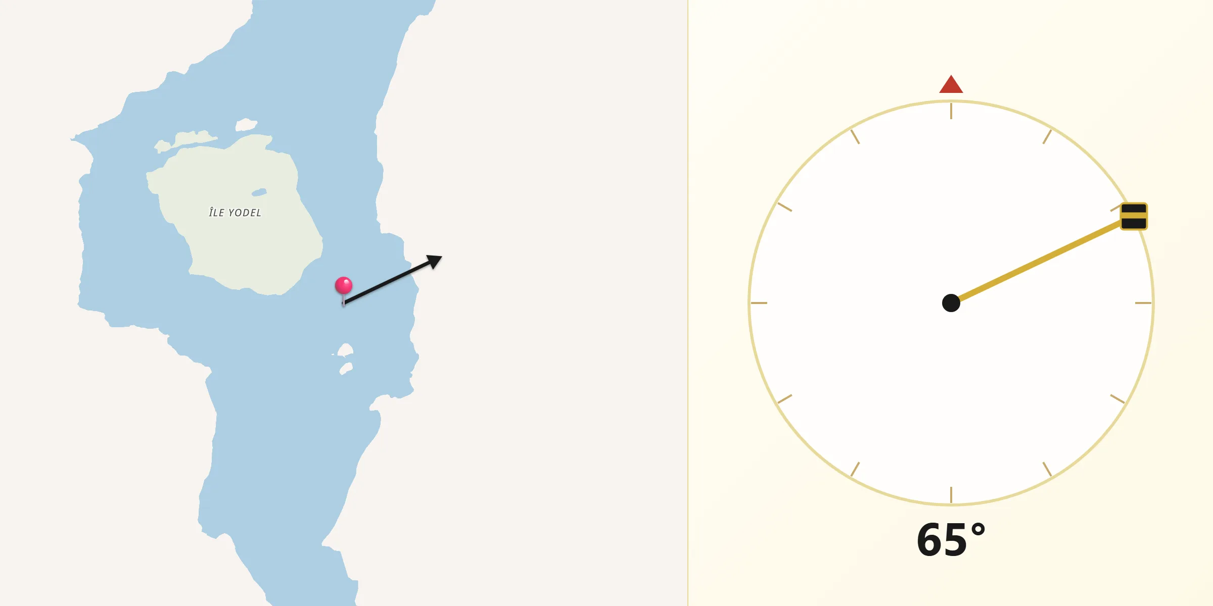 Qibla Direction from Côte-Nord