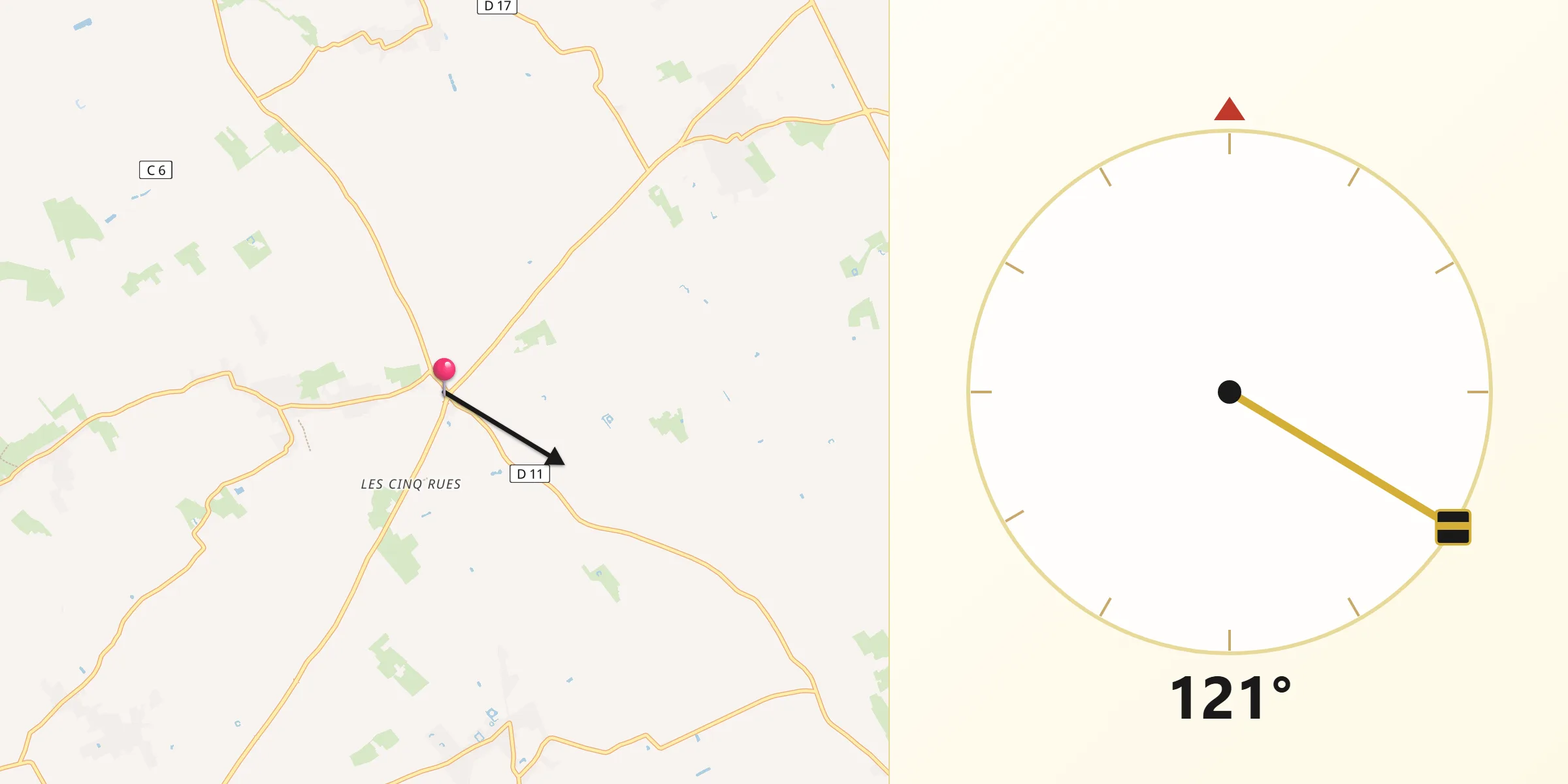 Direction vers la Qibla depuis Bollezeele