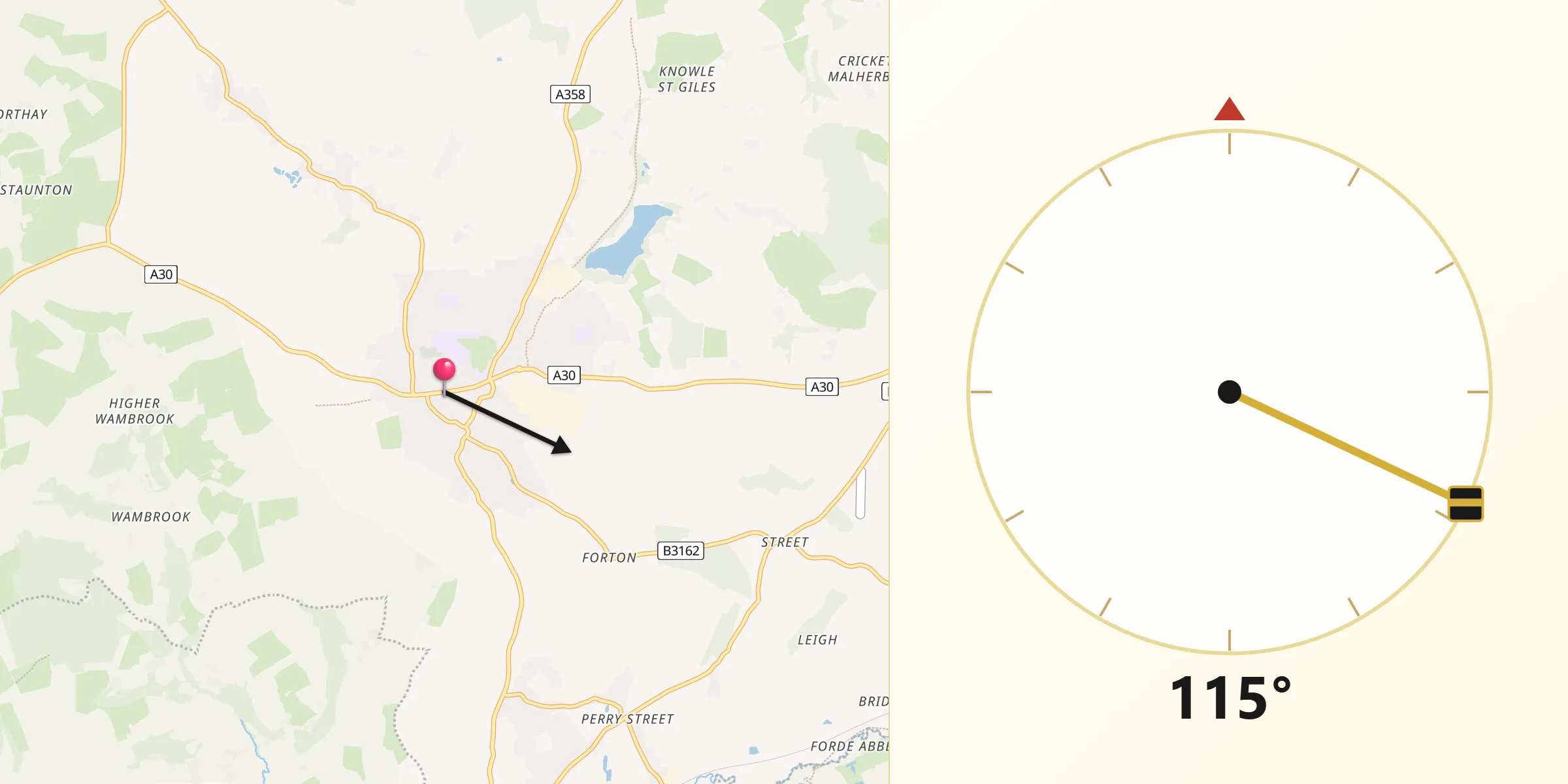 Qibla Direction from Chard