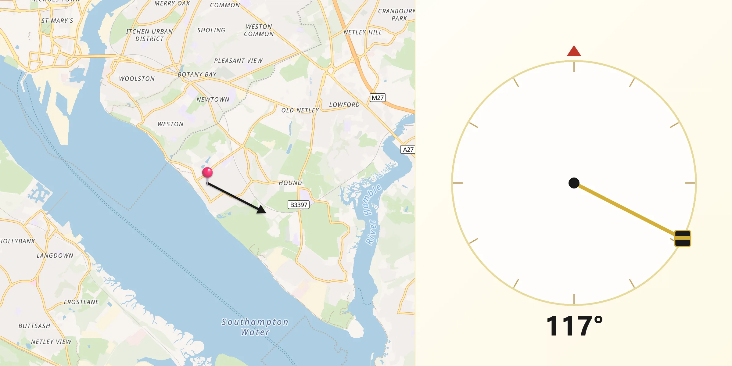 Qibla Direction from Netley