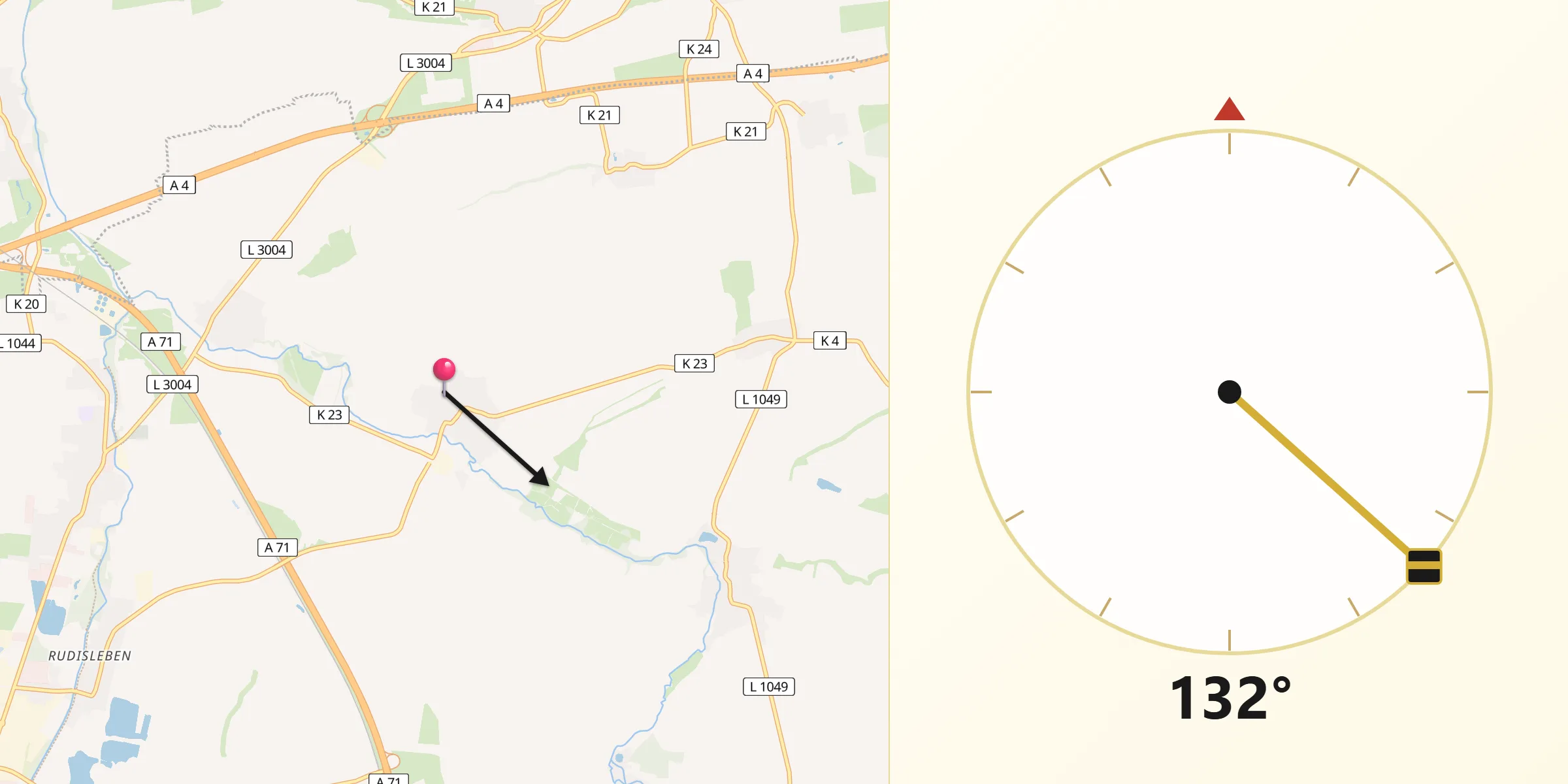 Qibla-Richtung von Kirchheim