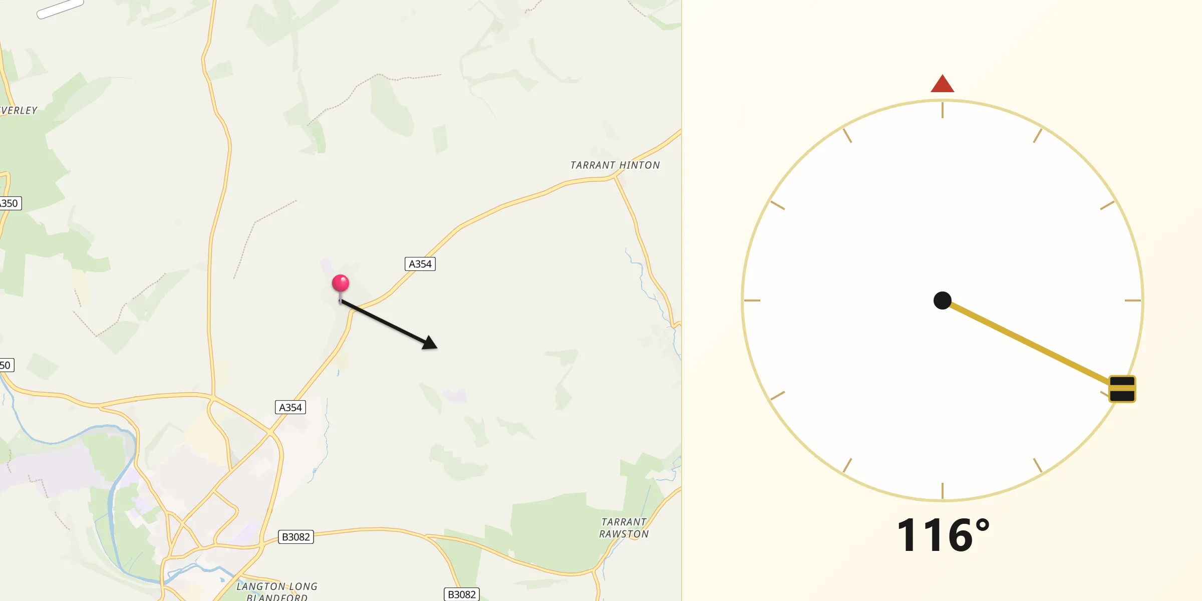 Qibla Direction from Pimperne