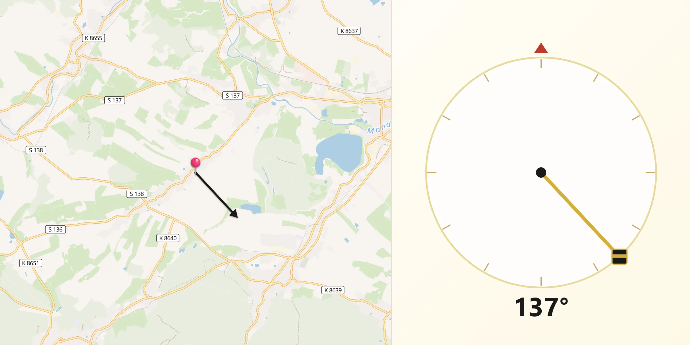 Qibla-Richtung von Bertsdorf-Hörnitz
