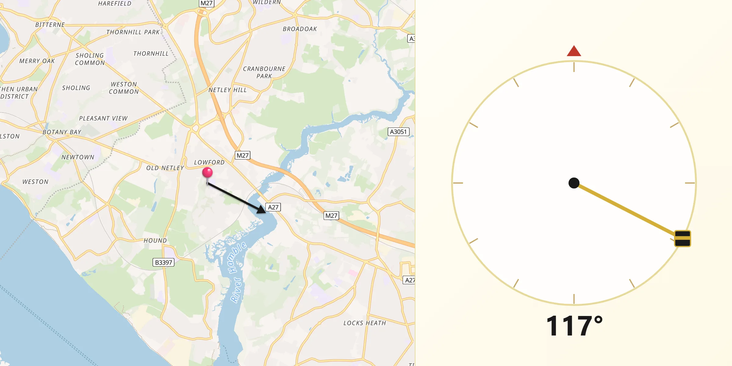 Qibla Direction from Bursledon