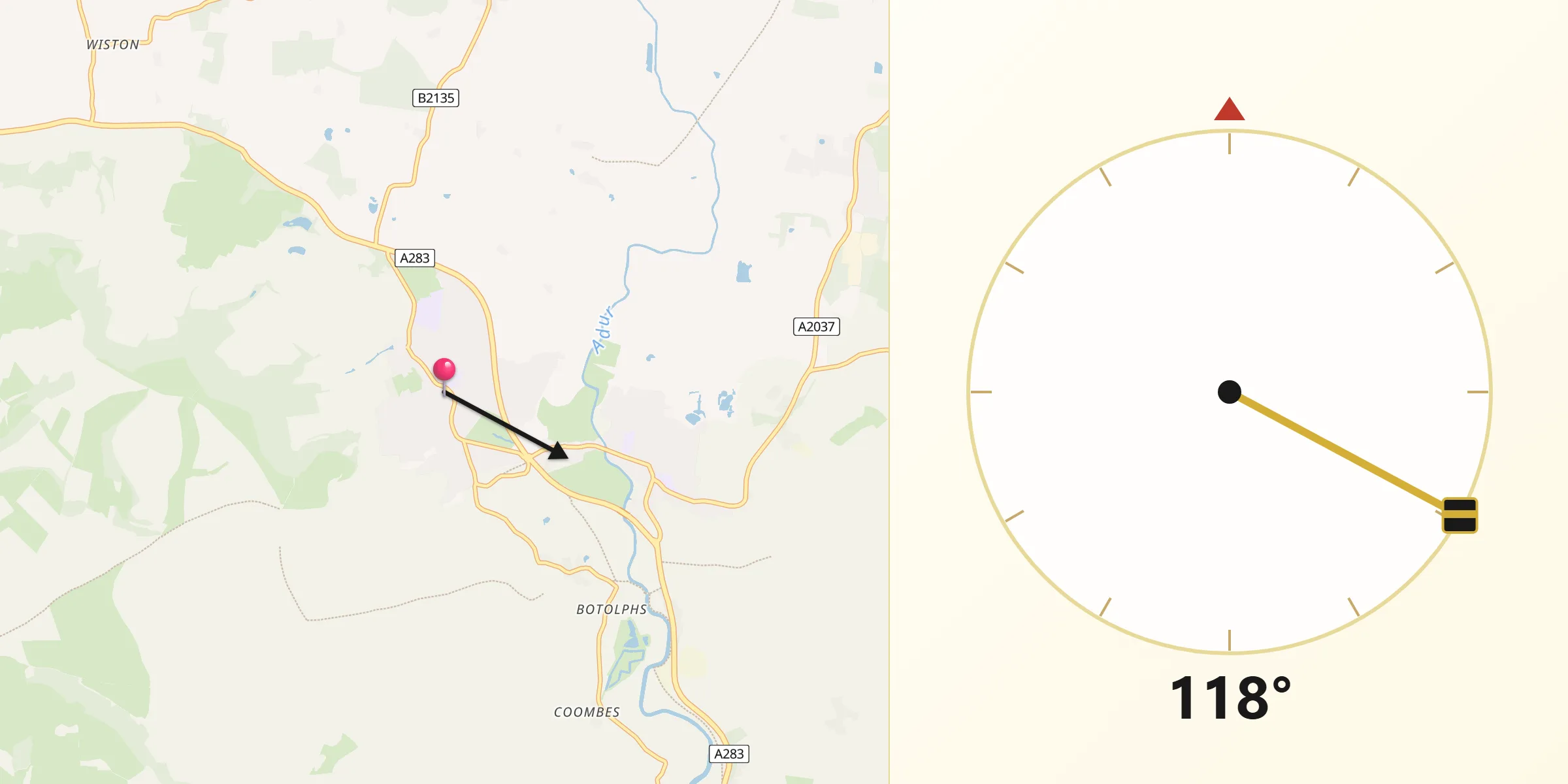 Qibla Direction from Steyning