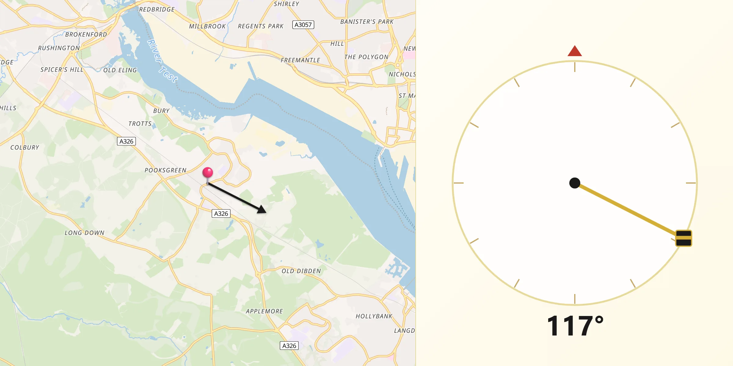Qibla Direction from Marchwood