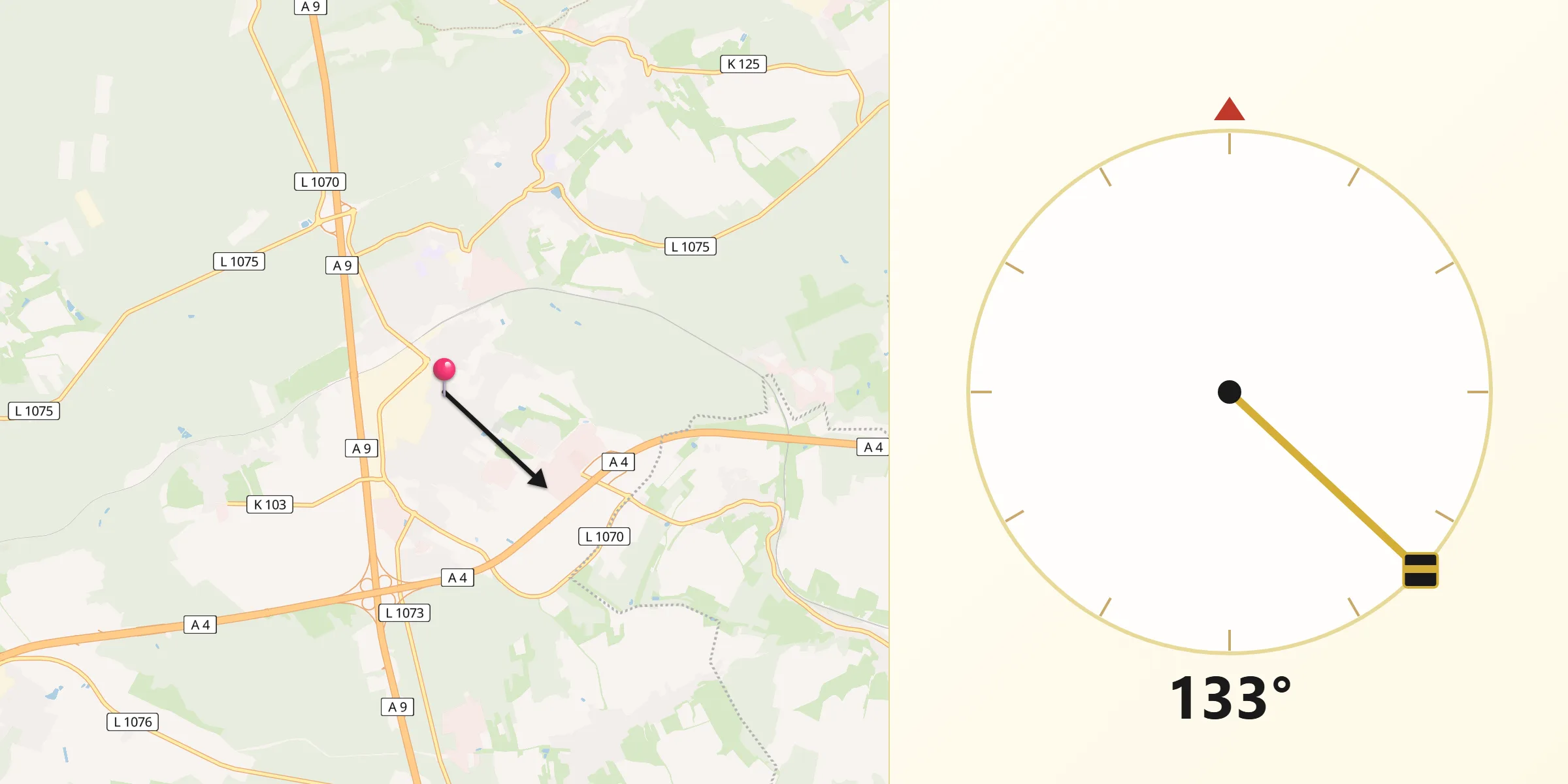 Qibla-Richtung von Berlin-Hermsdorf