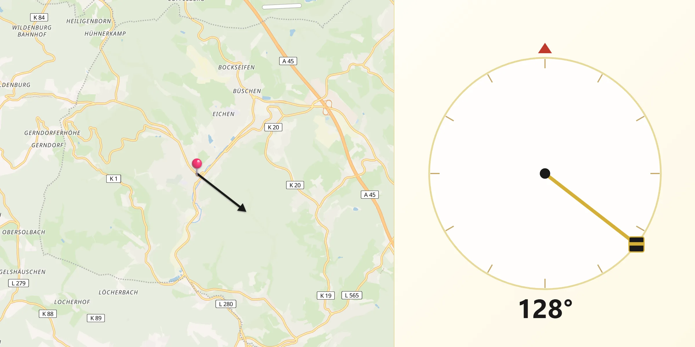 Qibla-Richtung von Freudenberg