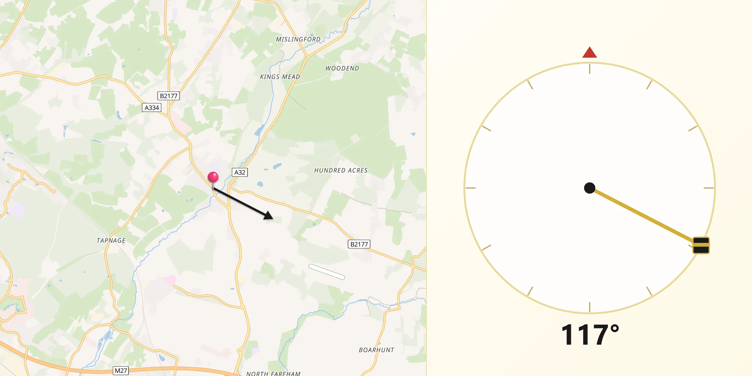 Qibla Direction from Wickham