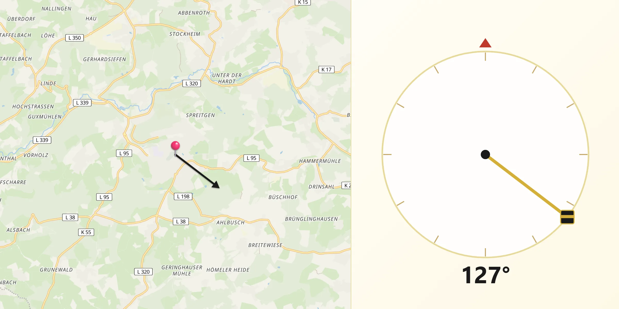 Qibla-Richtung von Nümbrecht