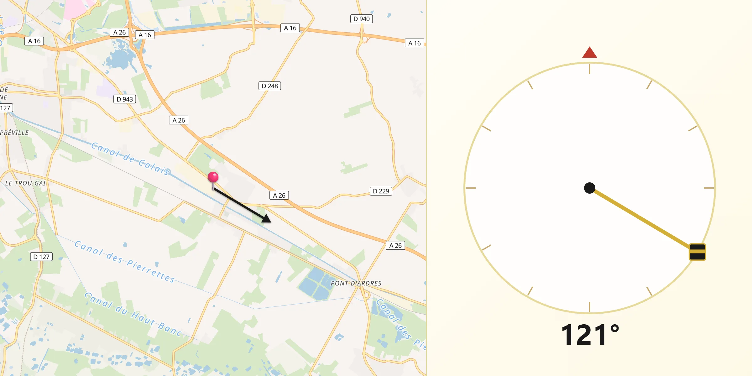 Direction vers la Qibla depuis Les Attaques