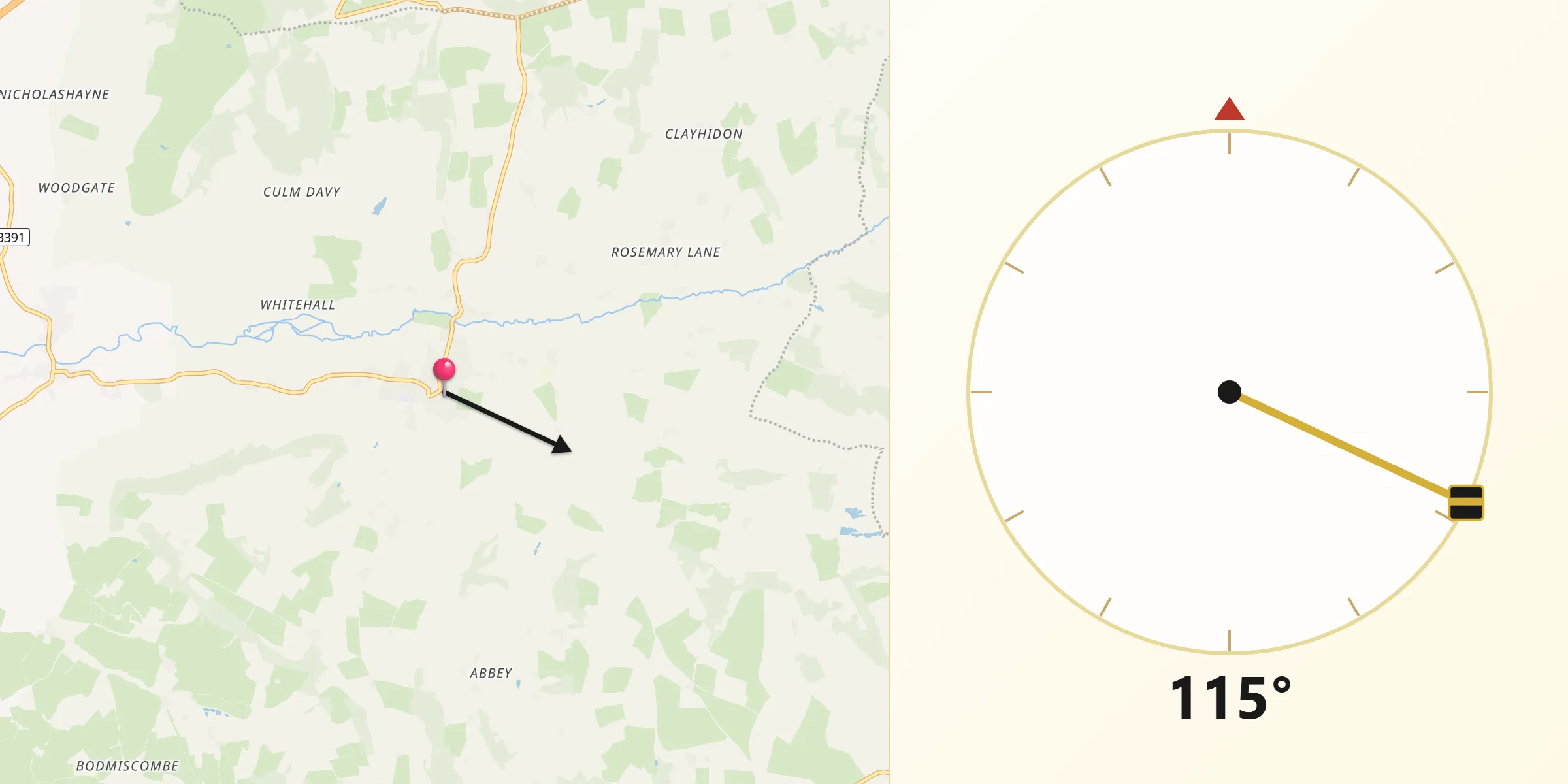 Qibla Direction from Hemyock