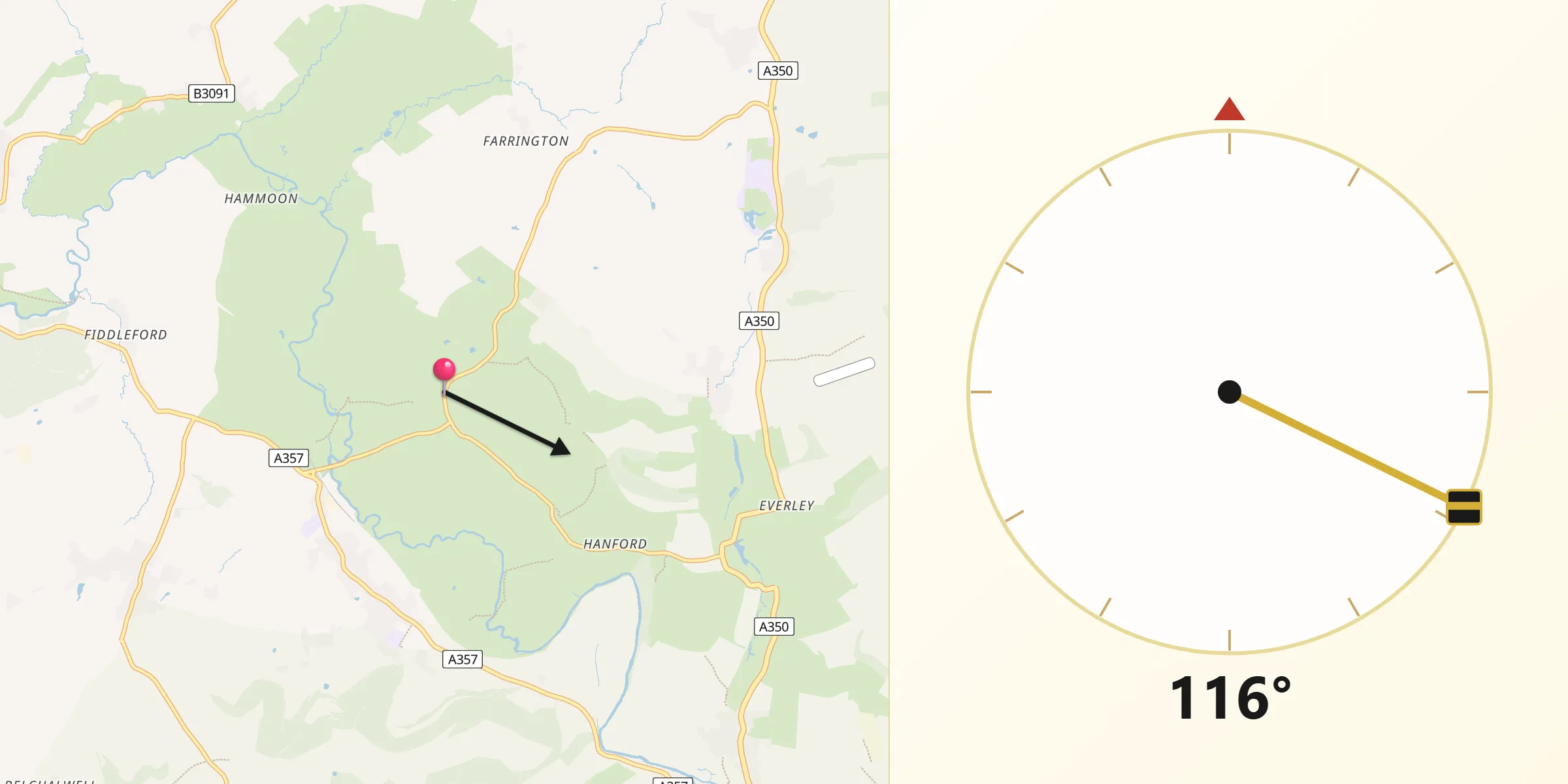 Qibla Direction from Child Okeford