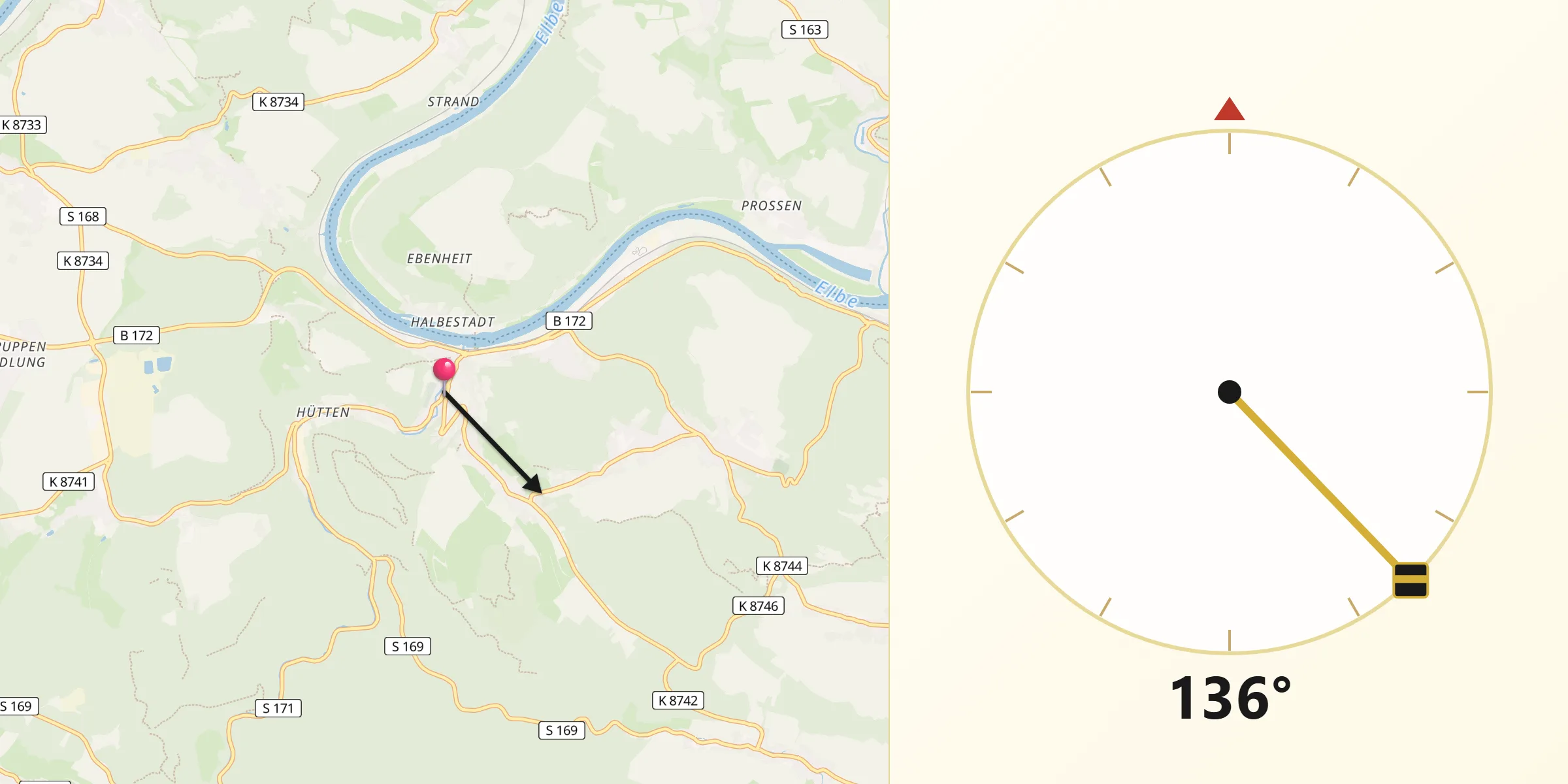 Qibla-Richtung von Königstein