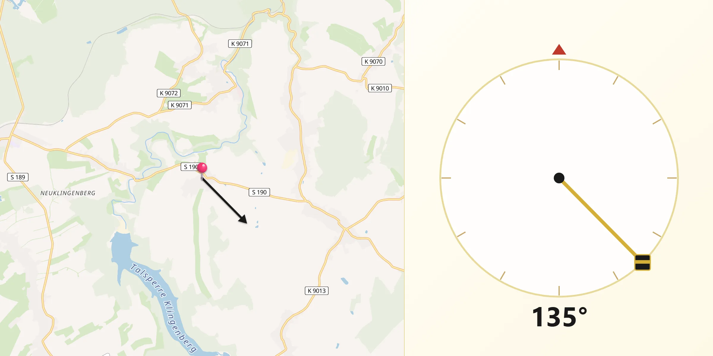 Qibla-Richtung von Obercunnersdorf