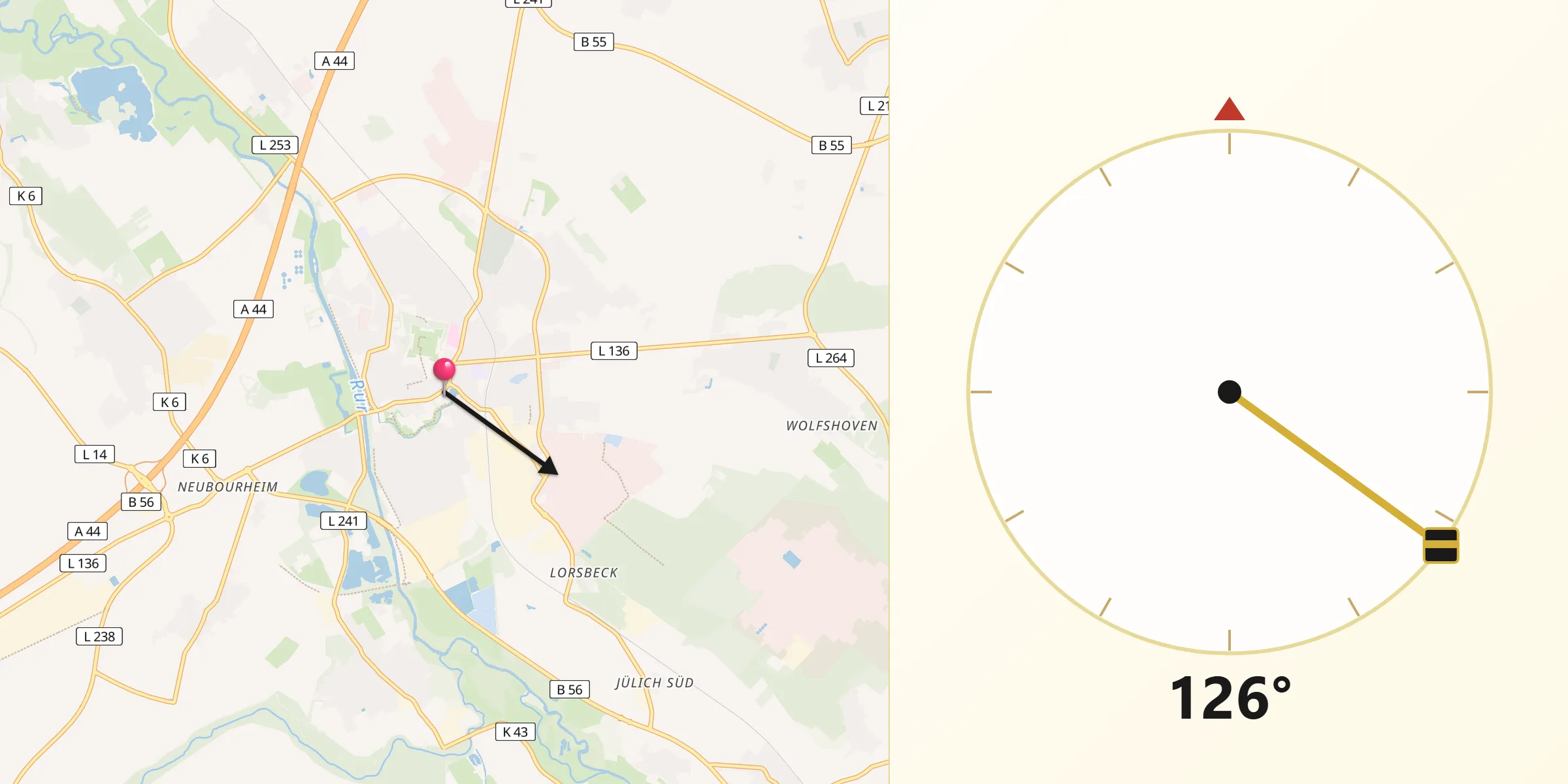Qibla-Richtung von Jülich