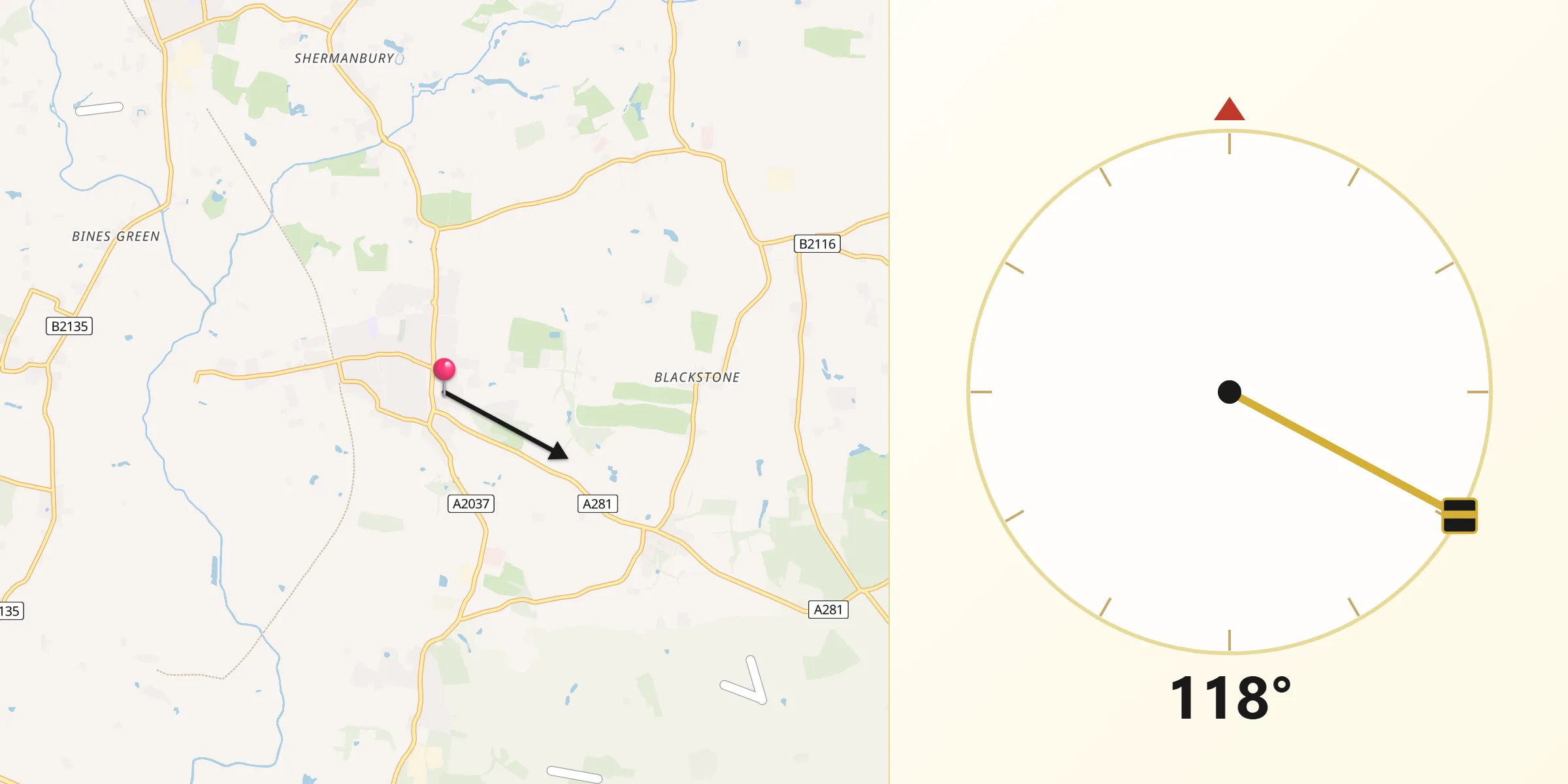 Qibla Direction from Henfield