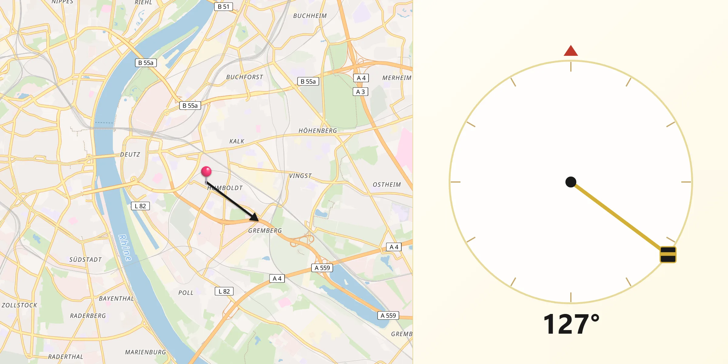 Qibla-Richtung von Humboldtkolonie