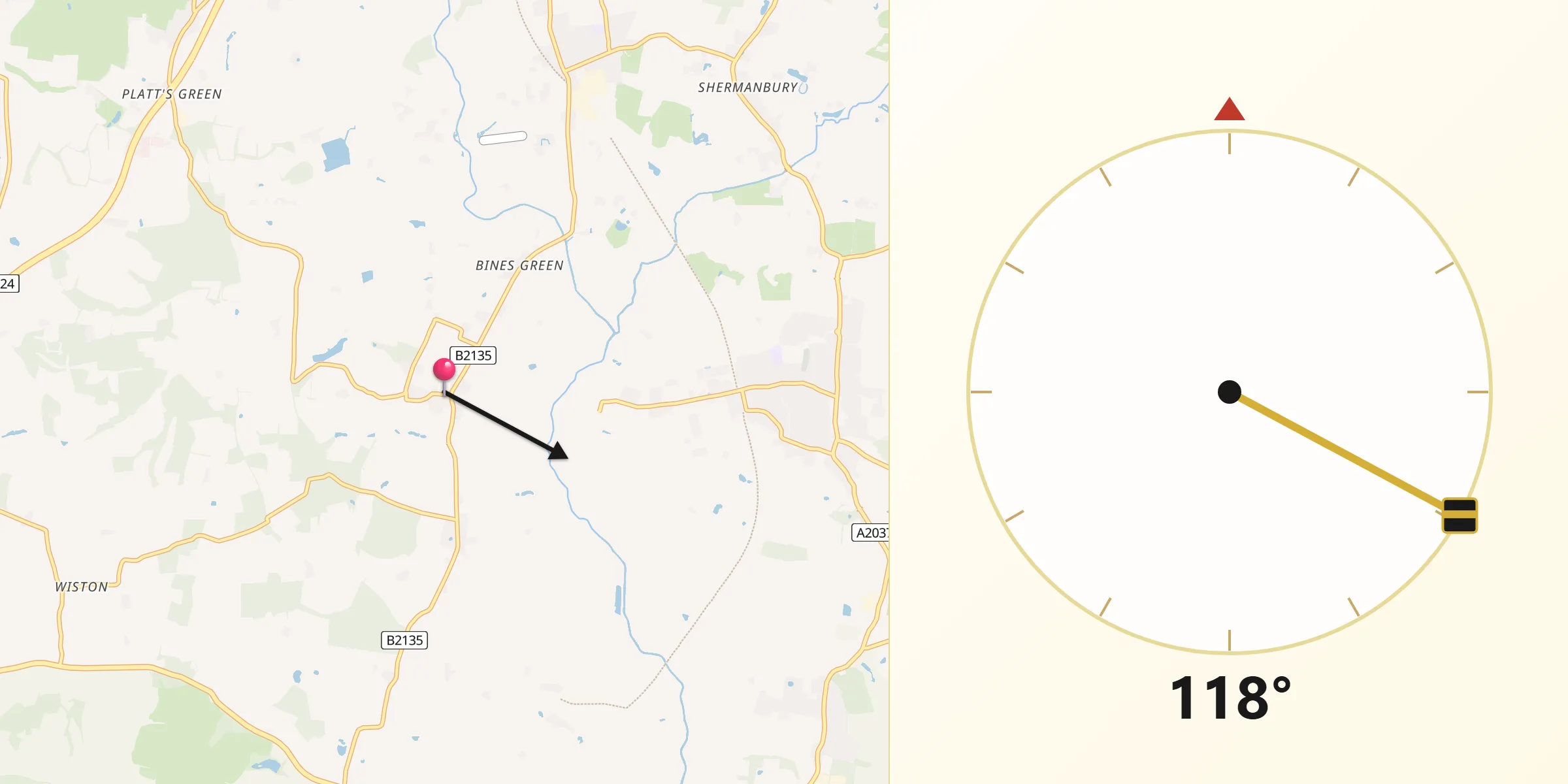 Qibla Direction from Ashurst