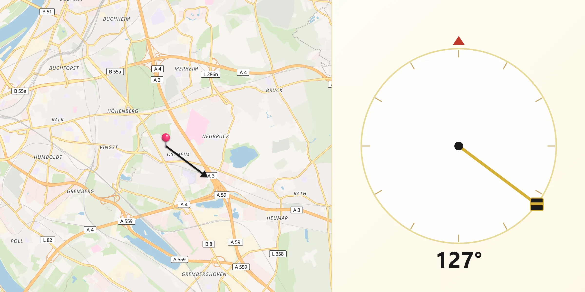 Qibla-Richtung von Höhenberg
