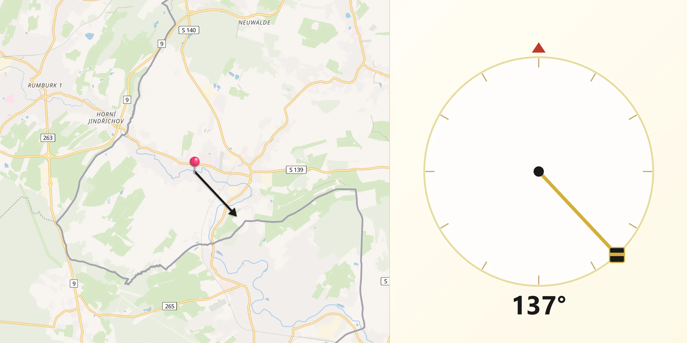 Qibla-Richtung von Seifhennersdorf