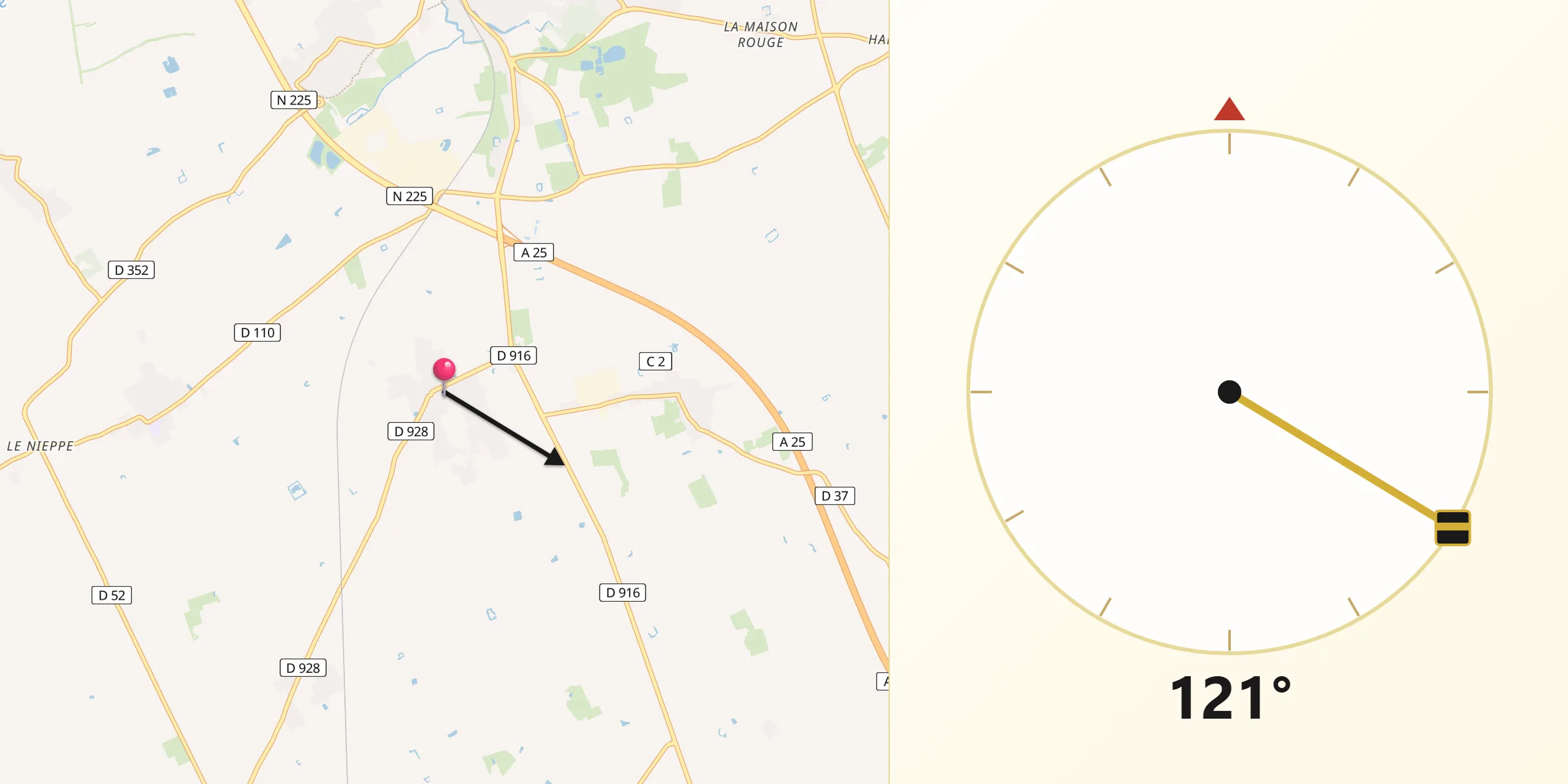 Direction vers la Qibla depuis Socx