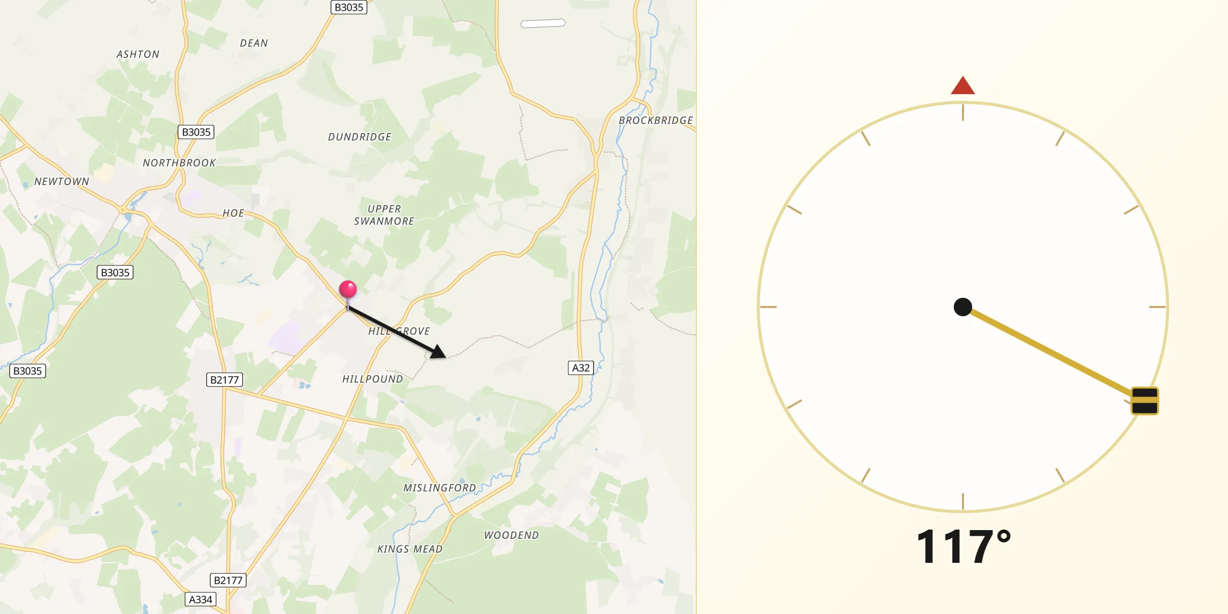 Qibla Direction from Swanmore