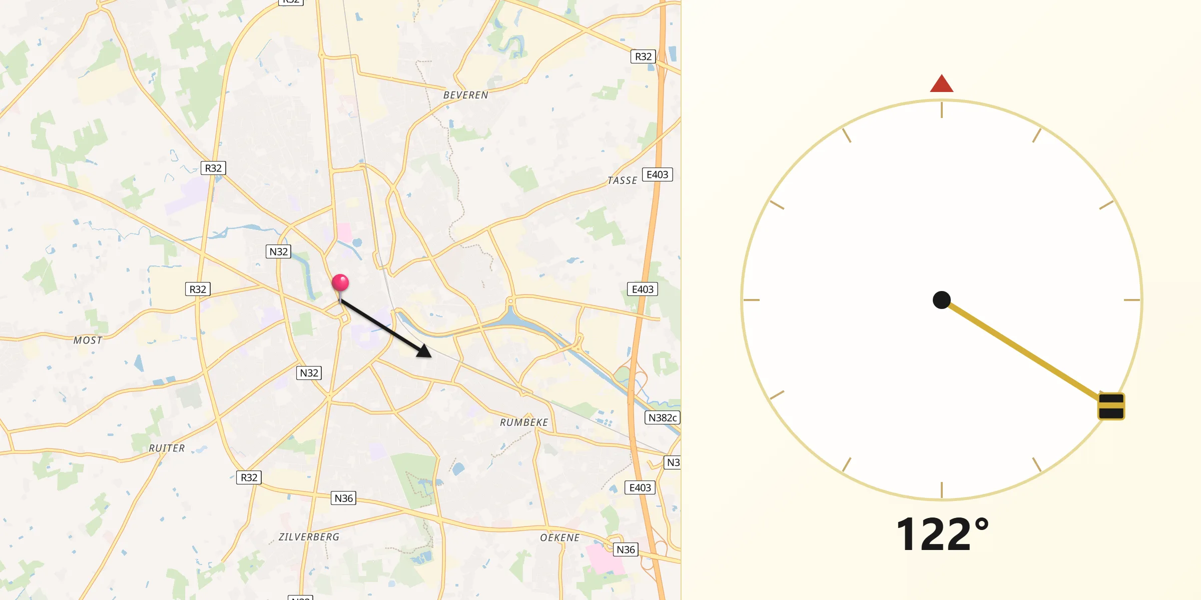 Roeselare şehrinden Kıble Yönü