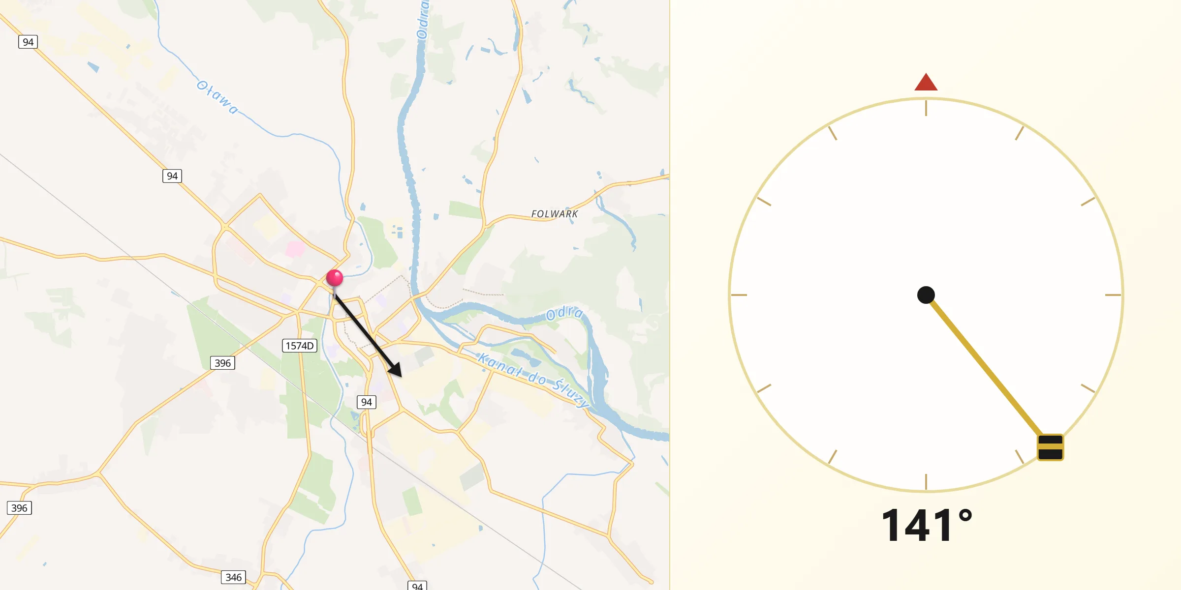 Kierunek Qibla z Oława