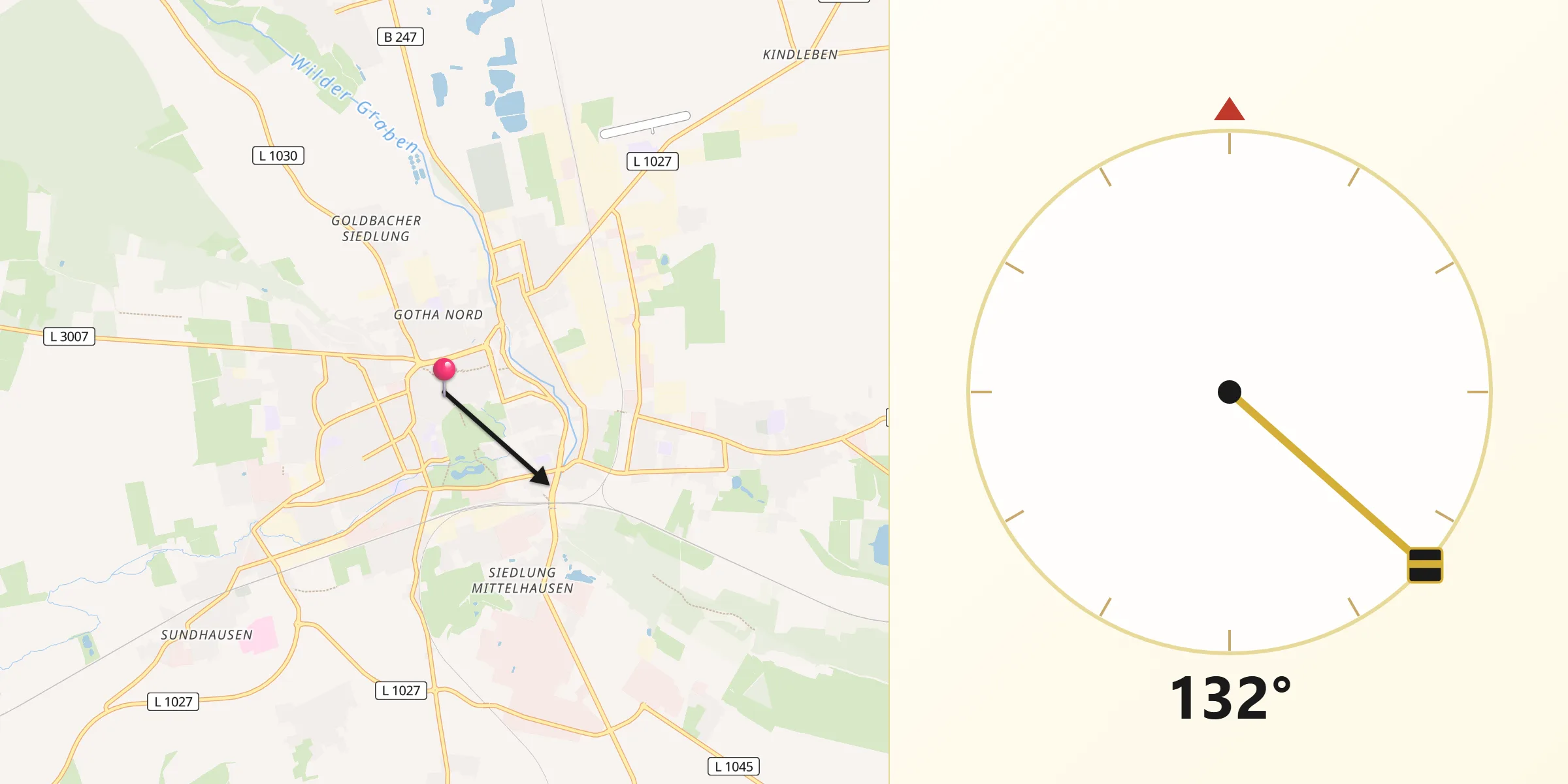 Qibla-Richtung von Gotha