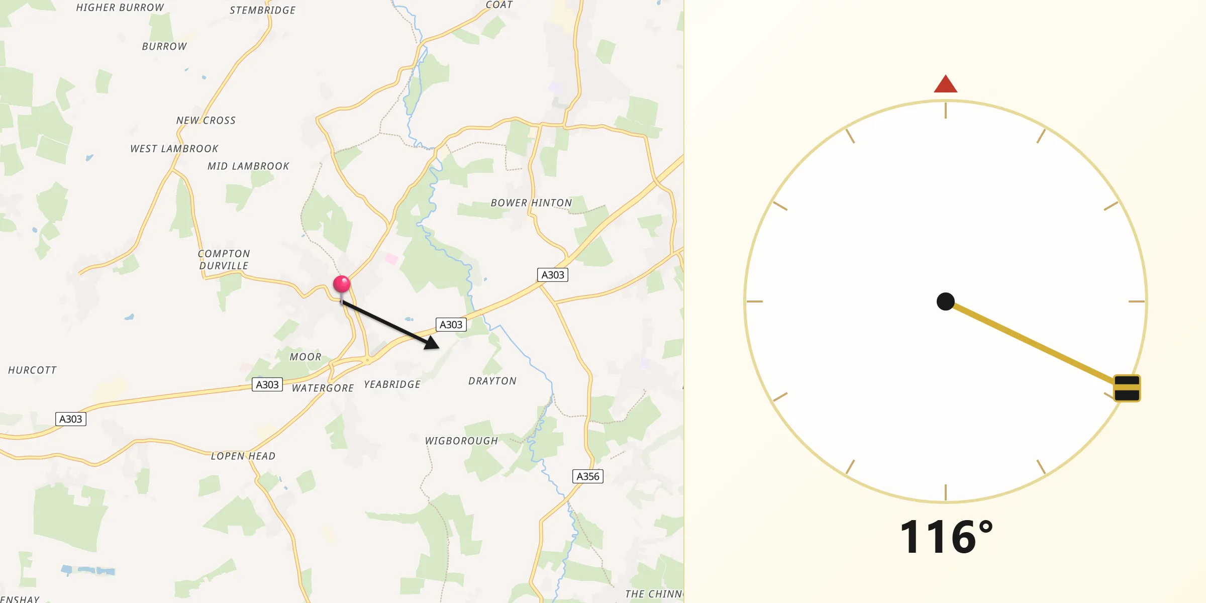 Qibla Direction from South Petherton