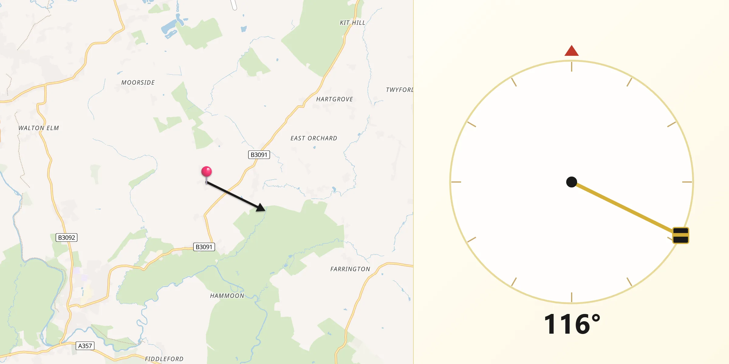 Qibla Direction from Manston